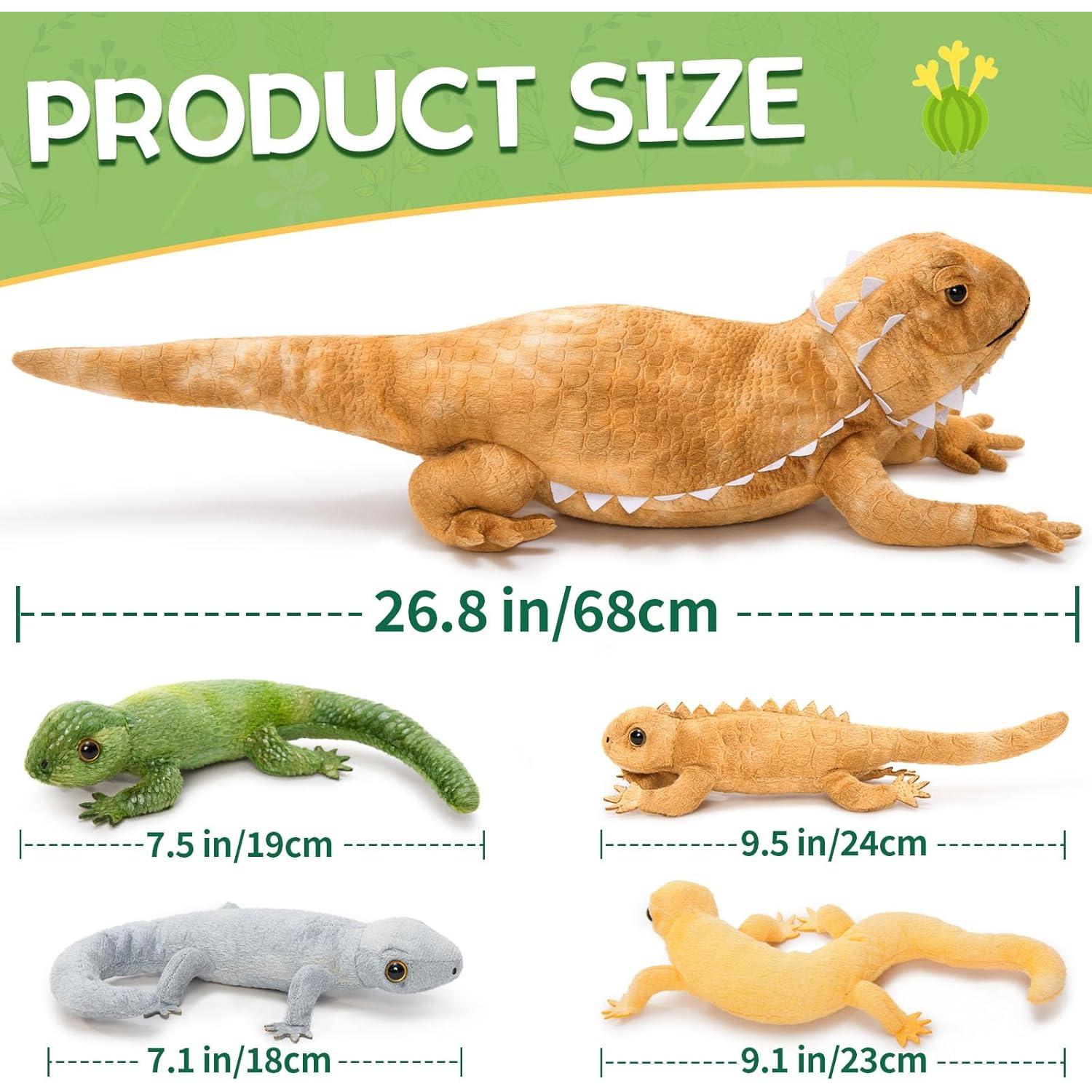 Lagarto de Peluche Tezituor con 4 Bebés Realista 67 cm
