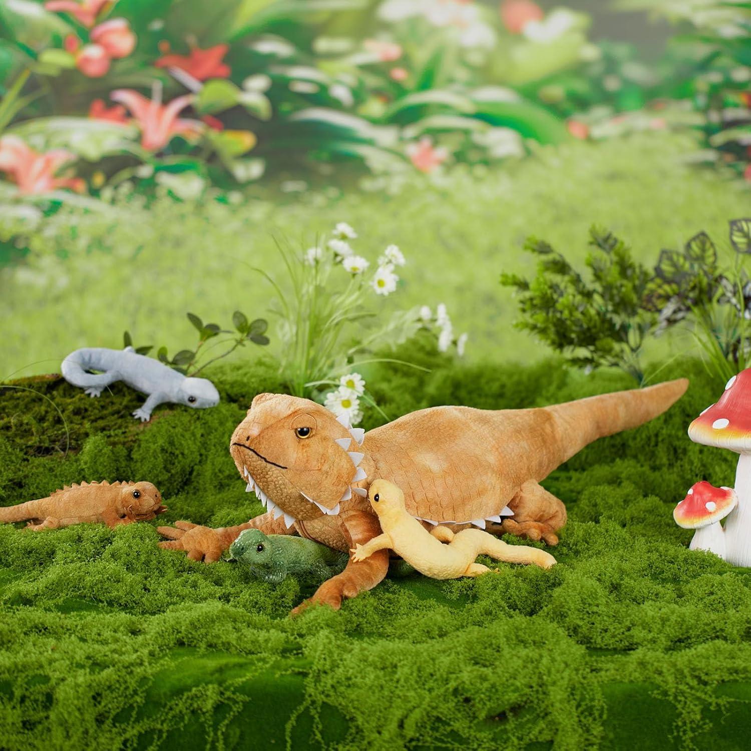 Lagarto de Peluche Tezituor con 4 Bebés Realista 67 cm