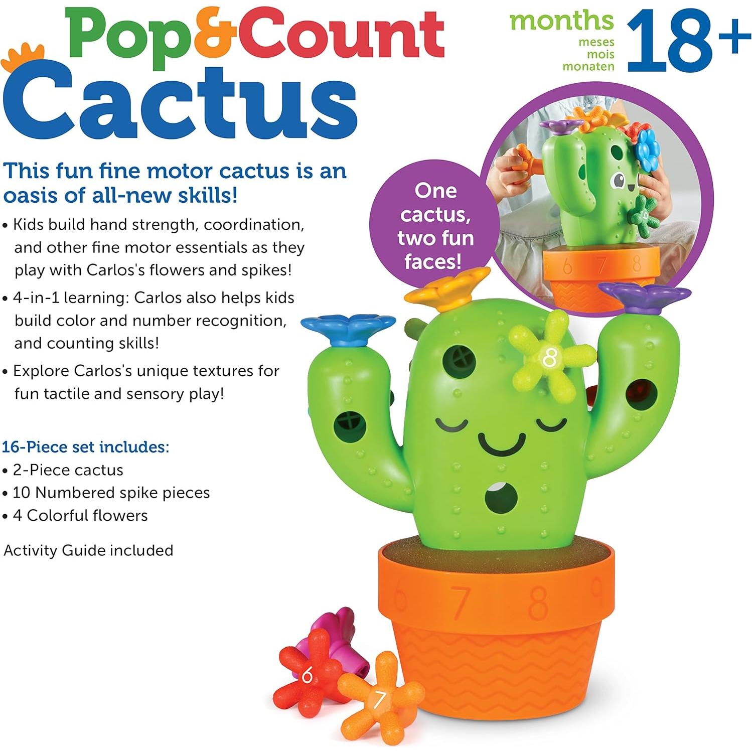 Juguete Educativo Carlos el Cactus - 16 Piezas Montessori 18+ Meses