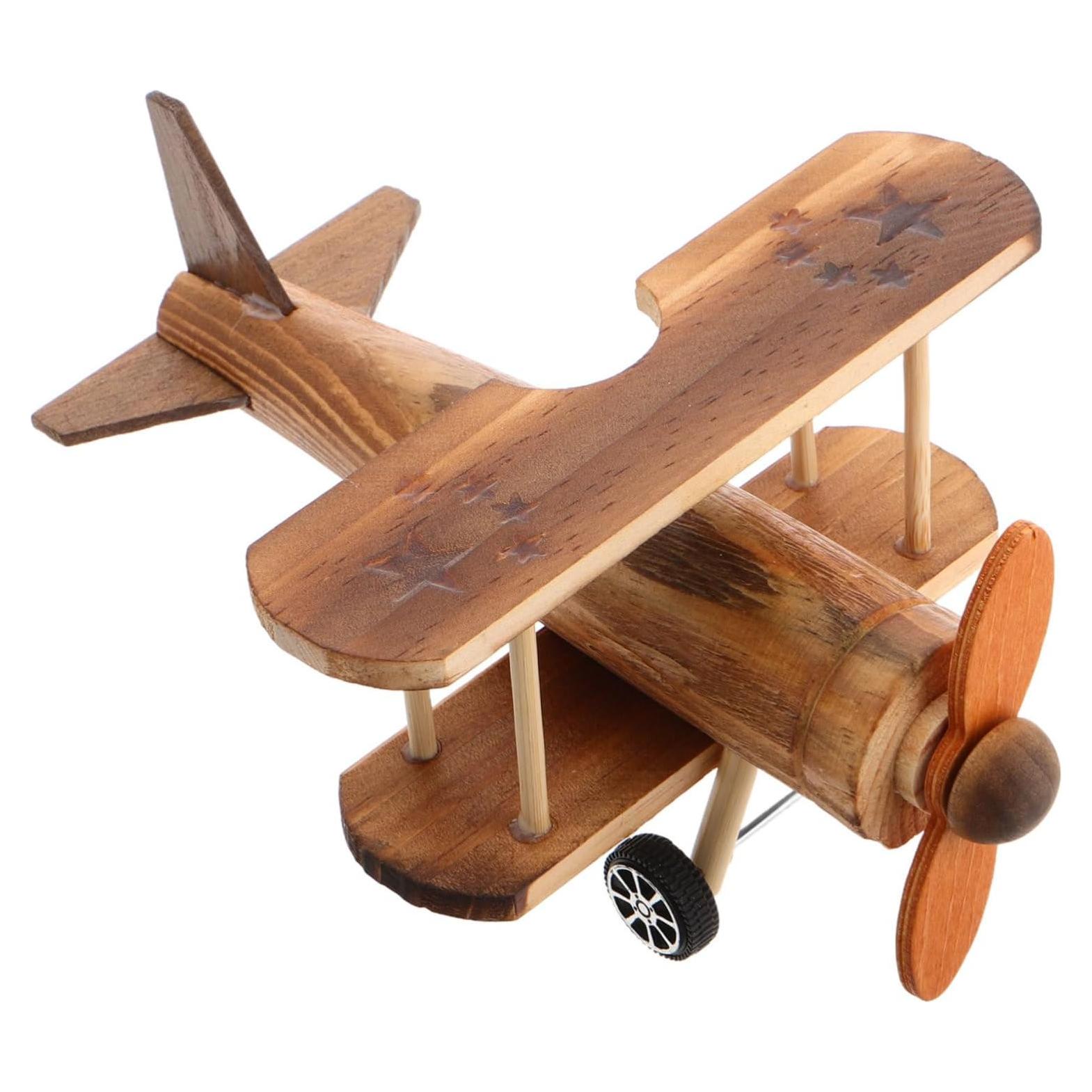Modelo de Avión de Madera Vintage TOYANDONA 19x14.5cm
