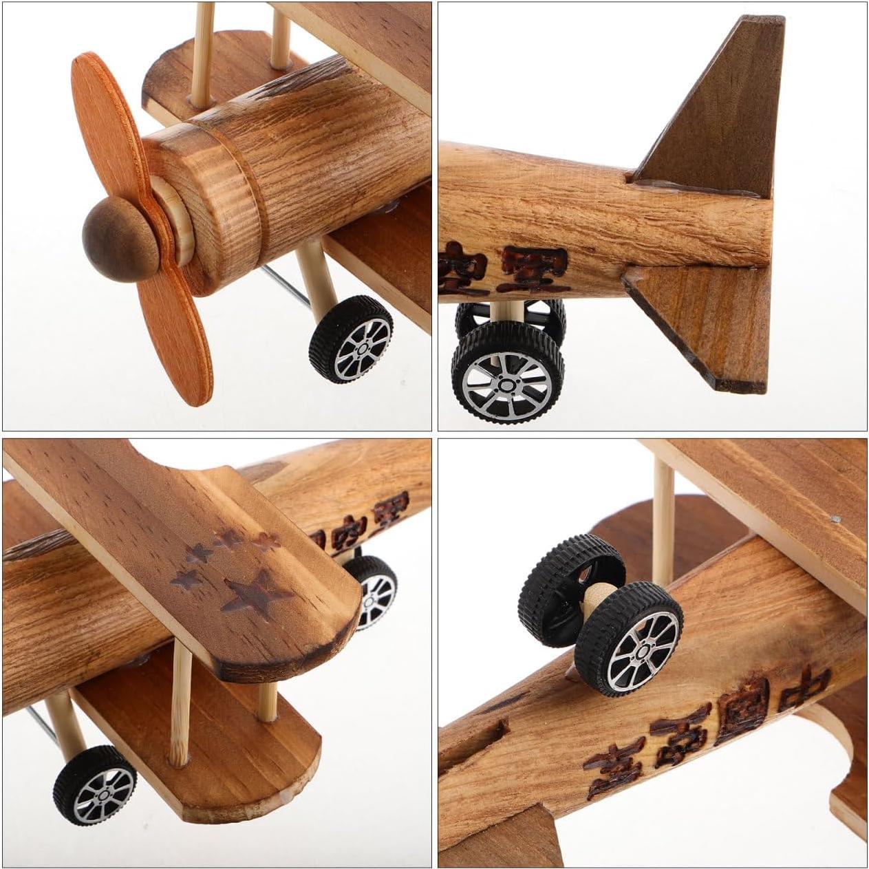 Modelo de Avión de Madera Vintage TOYANDONA 19x14.5cm