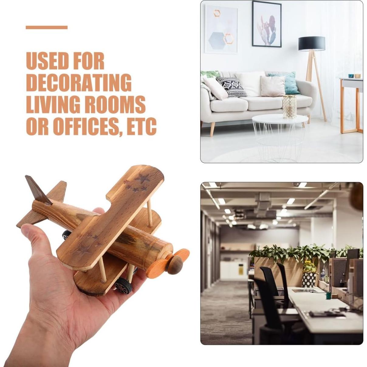 Modelo de Avión de Madera Vintage TOYANDONA 19x14.5cm