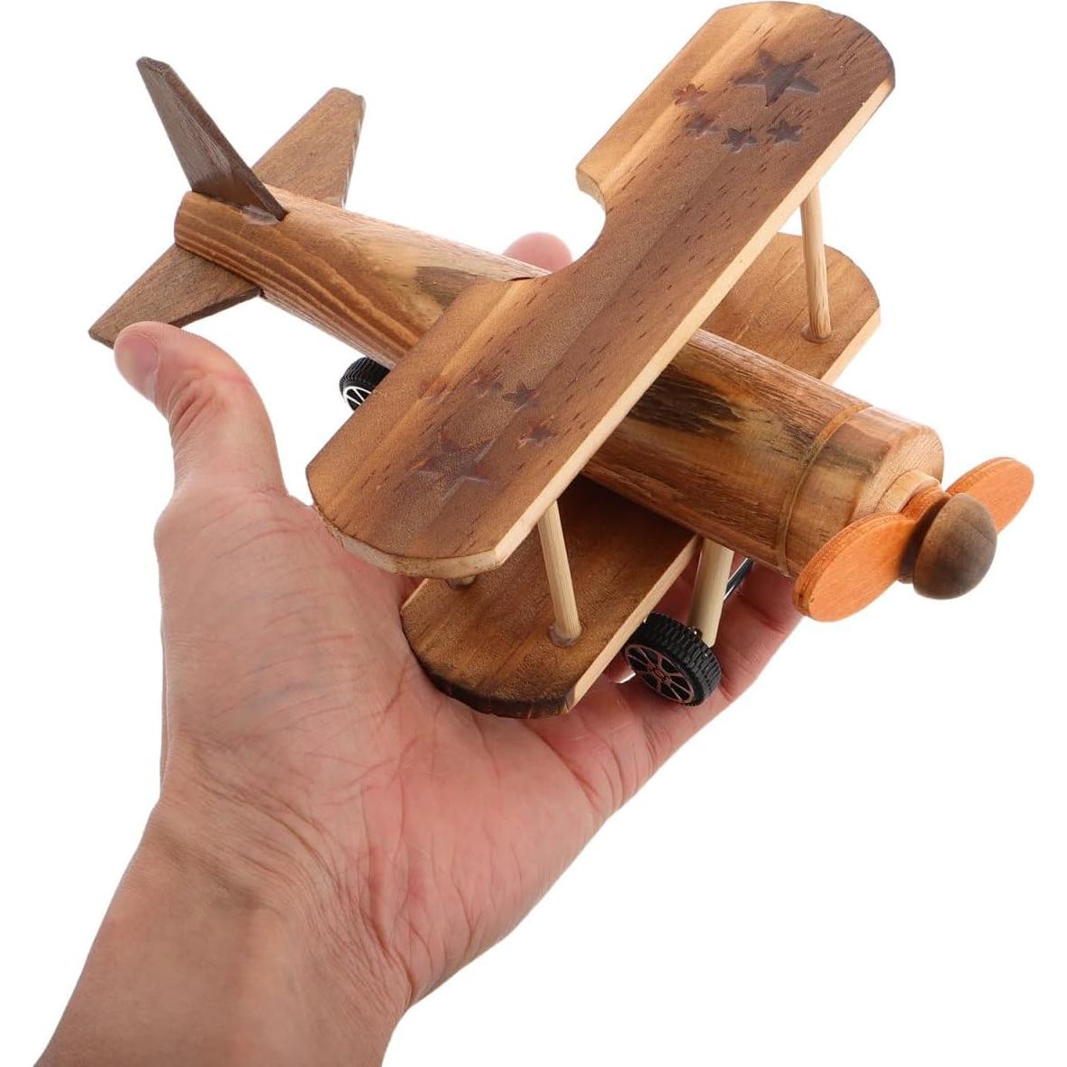 Modelo de Avión de Madera Vintage TOYANDONA 19x14.5cm