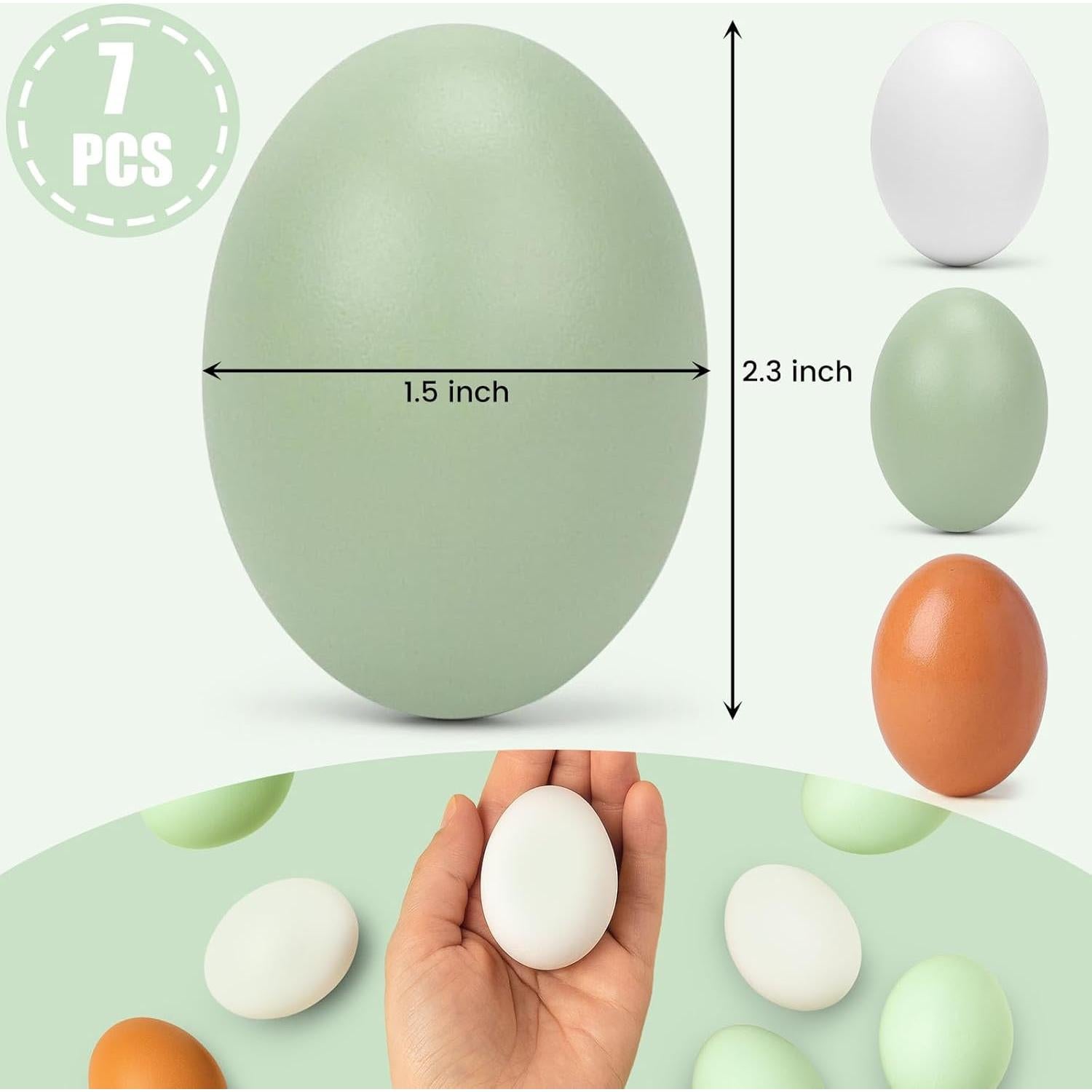 Huevos Falsos de Madera SallyFashion - 7 Pcs en 3 Colores