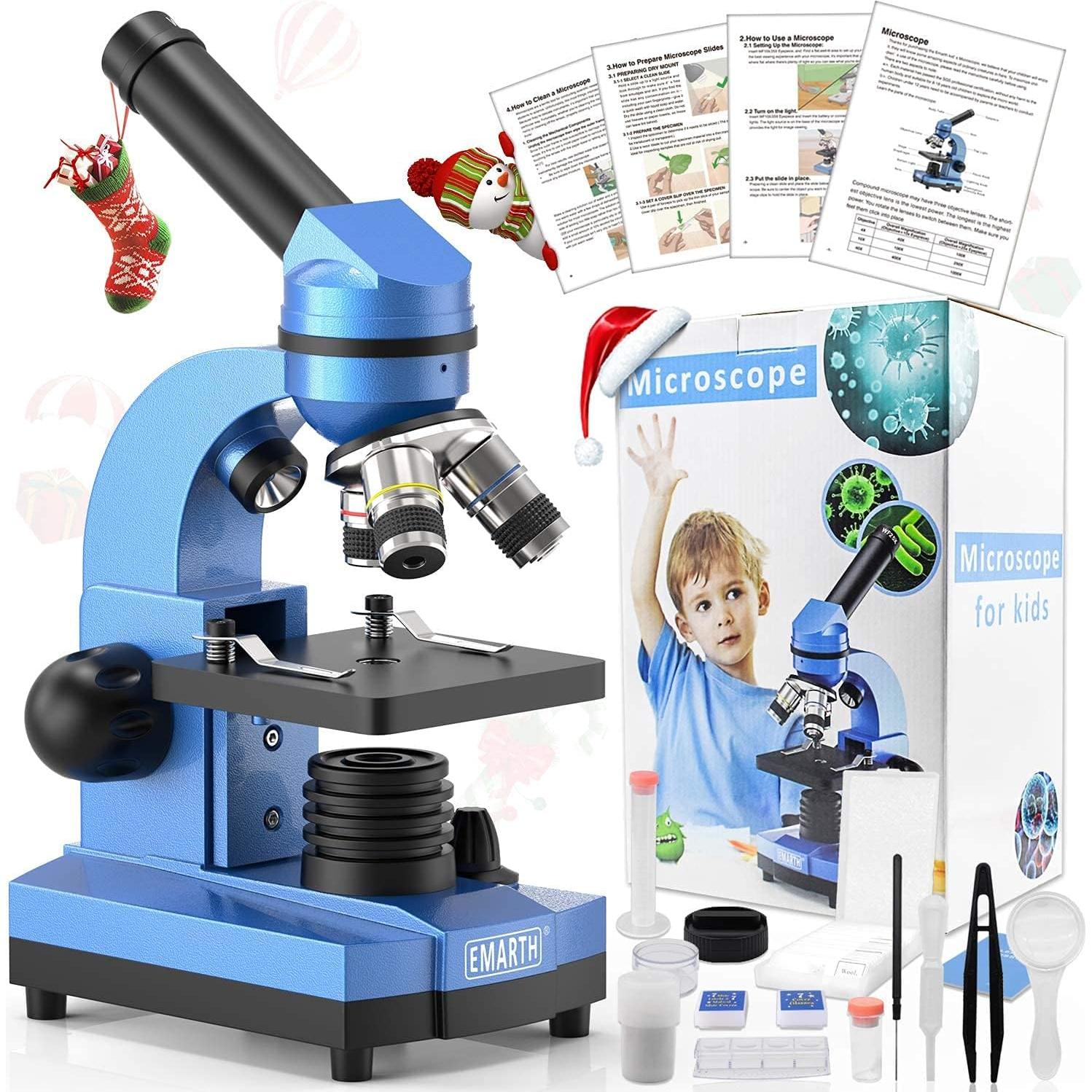Microscopio para Niños Emarth 40X-1000X con 52 Piezas