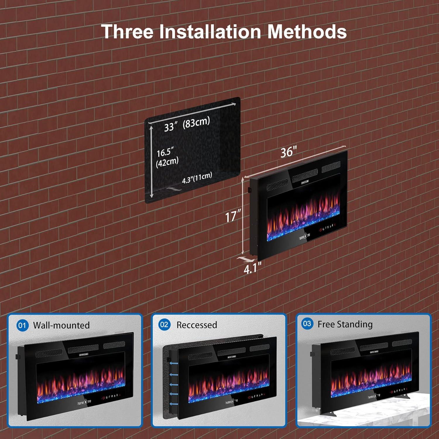 Chimenea Eléctrica Home4me 91.4x43.2cm 750/1500W Ajustable