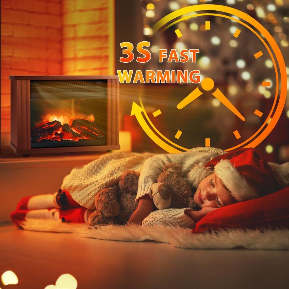 Calentador de Chimenea Eléctrico LifePlus MINI, 1500W, Efecto Llama 3D
