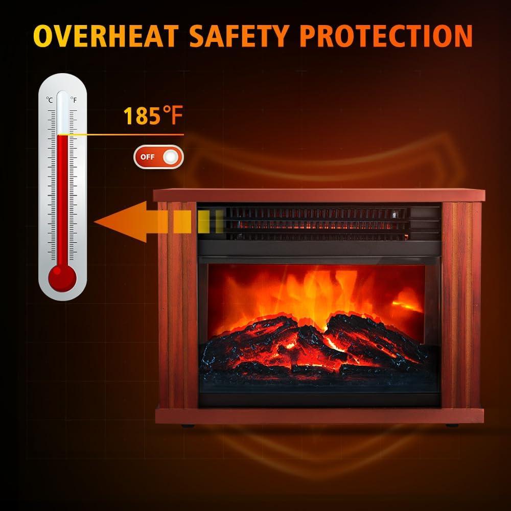 Calentador de Chimenea Eléctrico LifePlus MINI, 1500W, Efecto Llama 3D