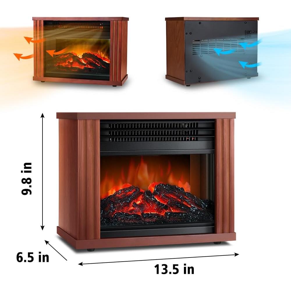 Calentador de Chimenea Eléctrico LifePlus MINI, 1500W, Efecto Llama 3D