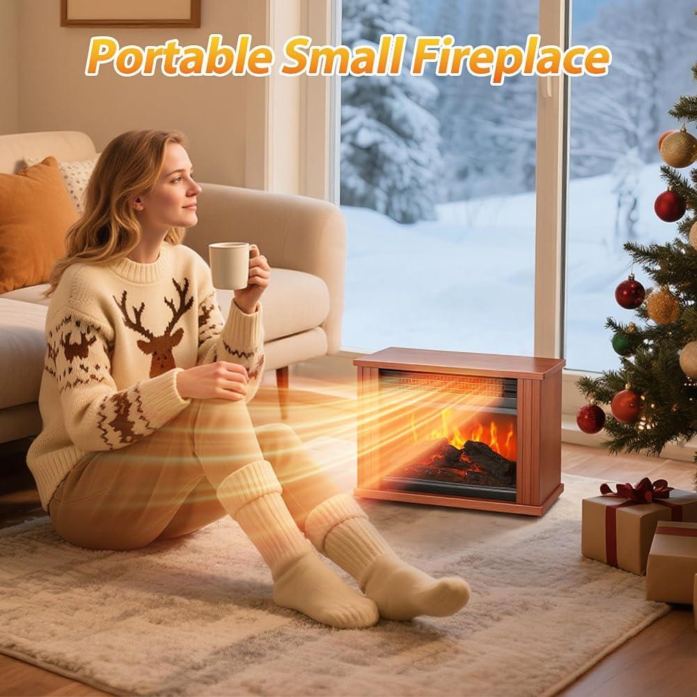 Calentador de Chimenea Eléctrico LifePlus MINI, 1500W, Efecto Llama 3D