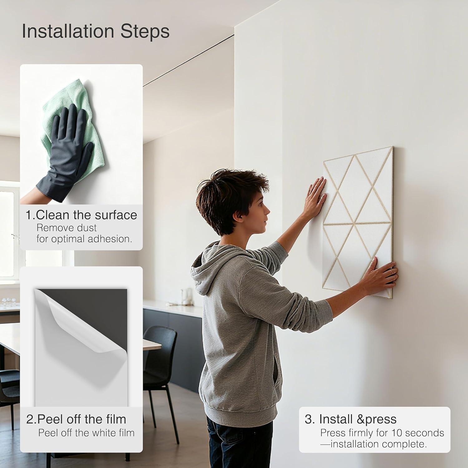 Paquete de 12 Paneles Acústicos 40x30cm Blanco+Camello