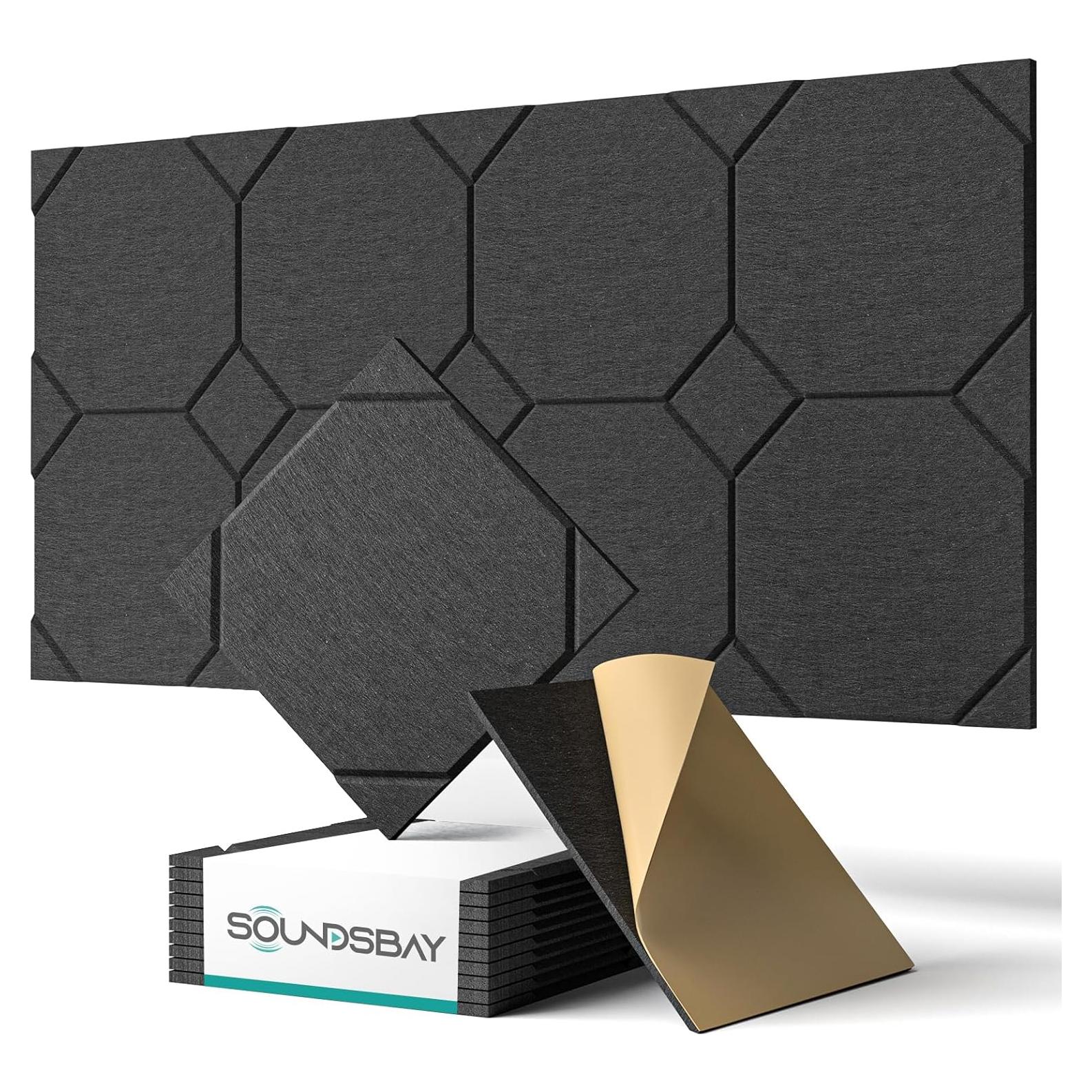 Paneles Acústicos Autoadhesivos Negros 12 Piezas 30x30cm