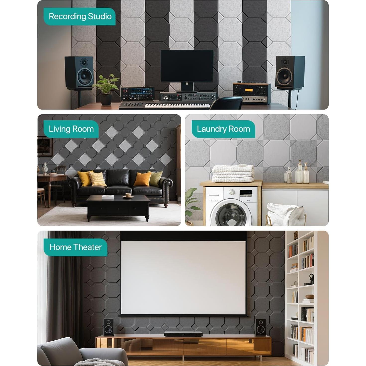 Paneles Acústicos Autoadhesivos Negros 12 Piezas 30x30cm