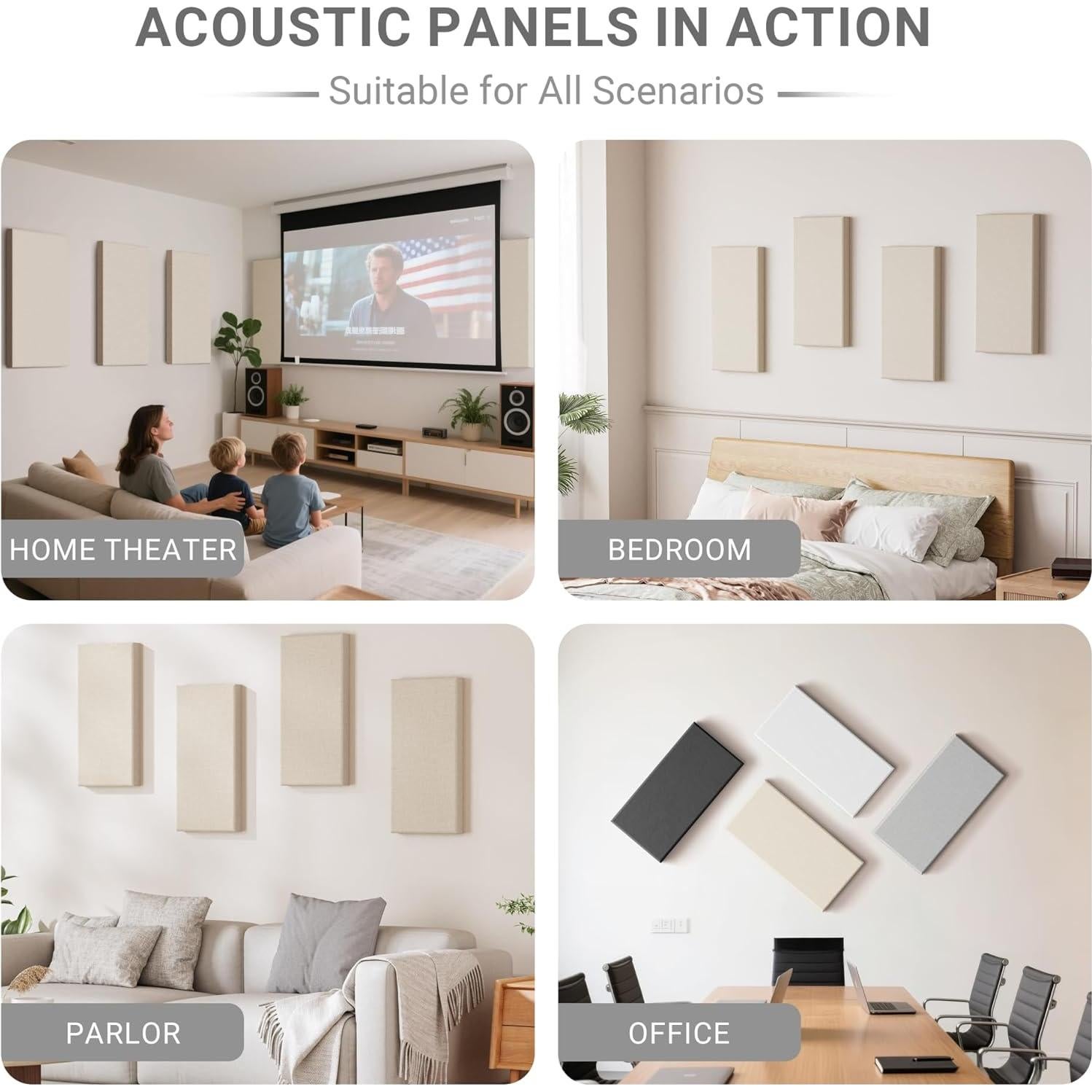 Paquete de 4 Paneles Acústicos Beige Cocoa 60.96x30.48x5.08 cm