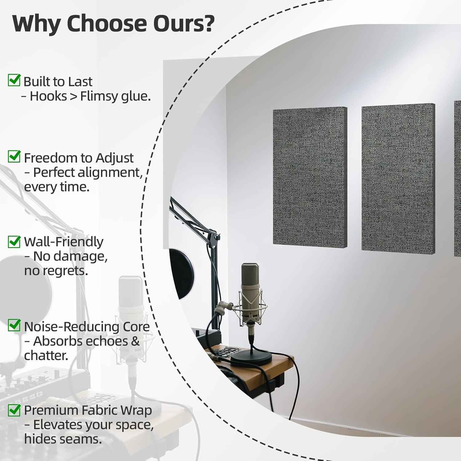 Paneles Acústicos Art3dwall 4 PCS 61x30.5cm Aislantes Sonido Gris