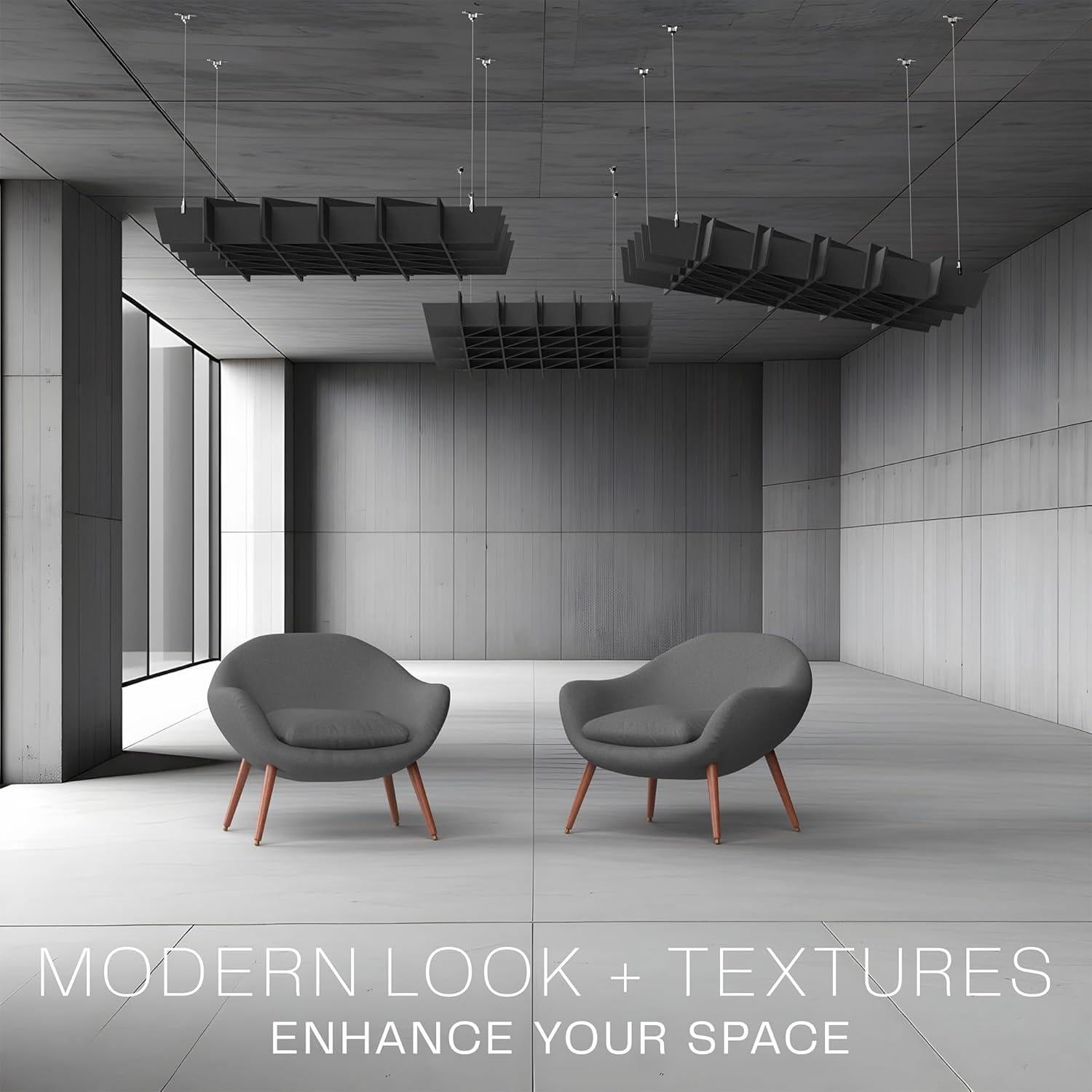 Panel Acústico de Techo VIVO 114.6x114.6cm Negro PP-CW02B