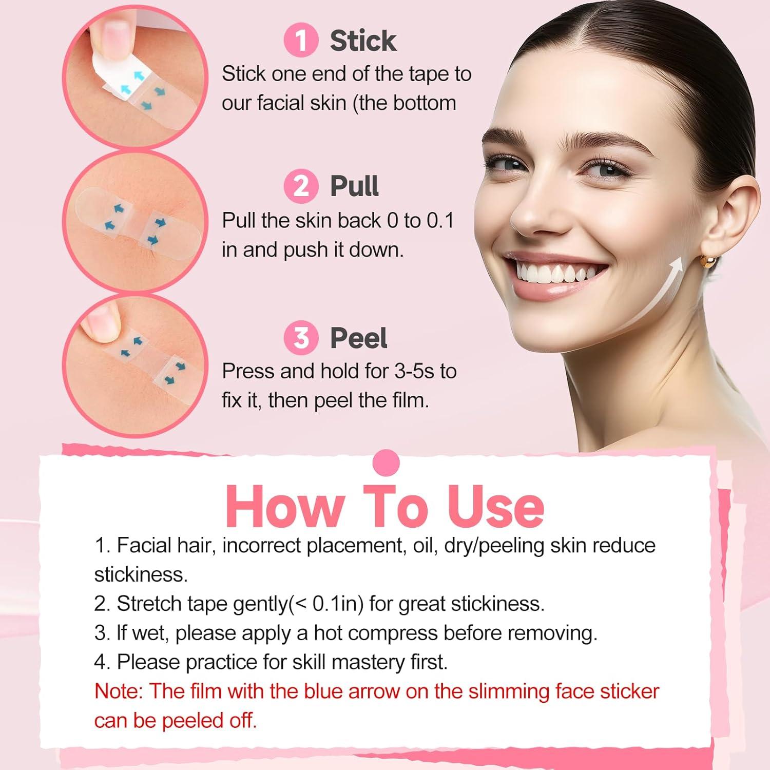 Cinta Levantadora Facial Invisible BAIGUOZH 168 Piezas 8 Horas