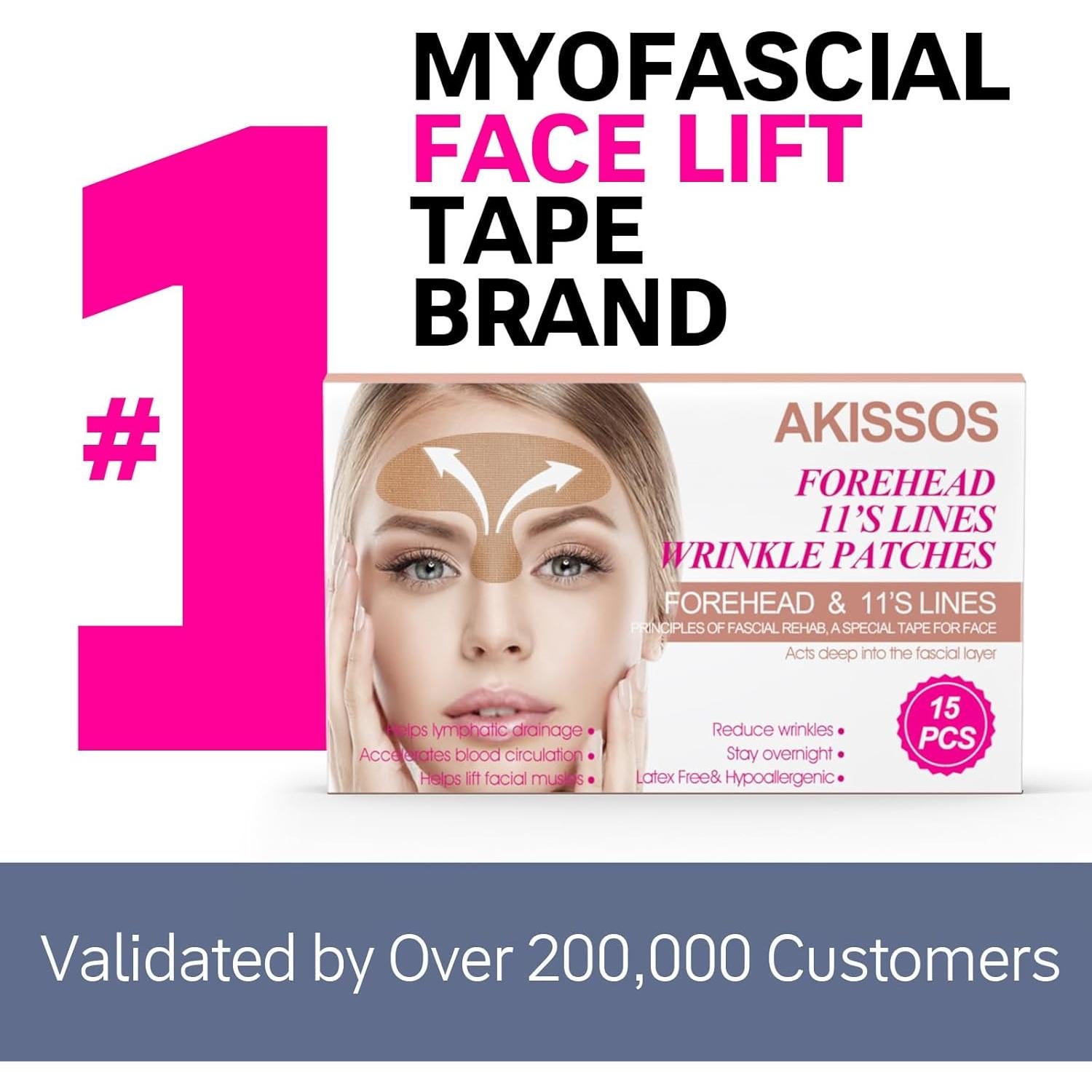 Parches Faciales Antiarrugas Akissos - 15 Piezas Hipoalergénicas