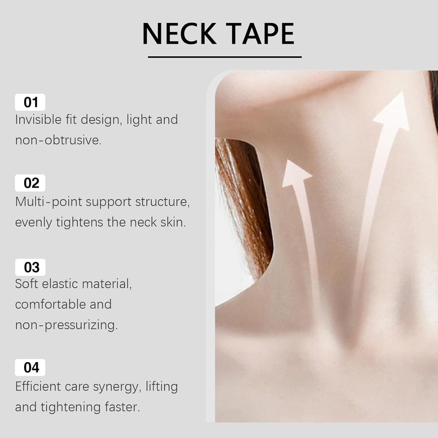 Cinta Elevadora de Cuello Invisible Sunnydeer - 8 Tiras + 40 Parches