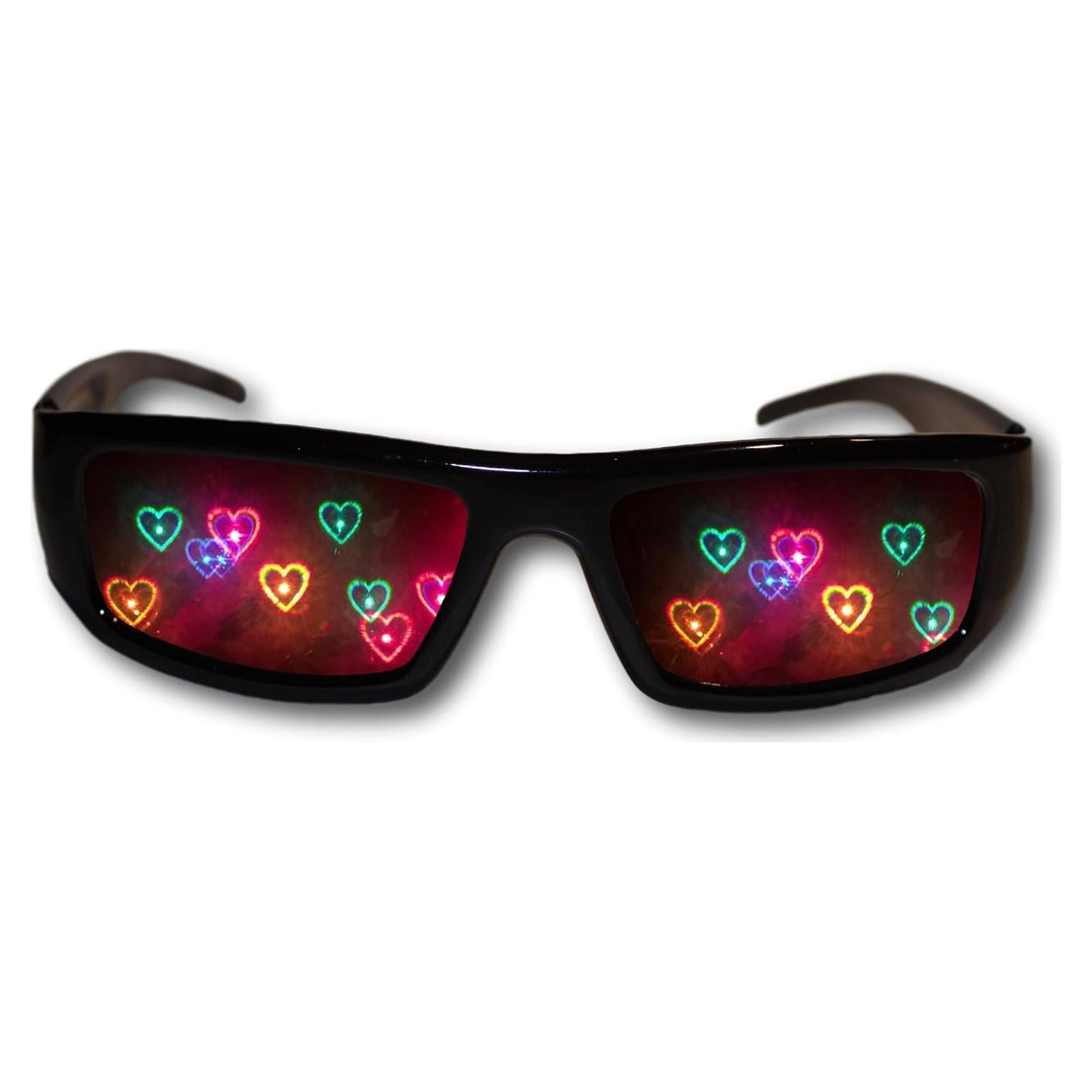 Gafas de Difracción Corazón PLUR VISION - Montura Negra Unisex