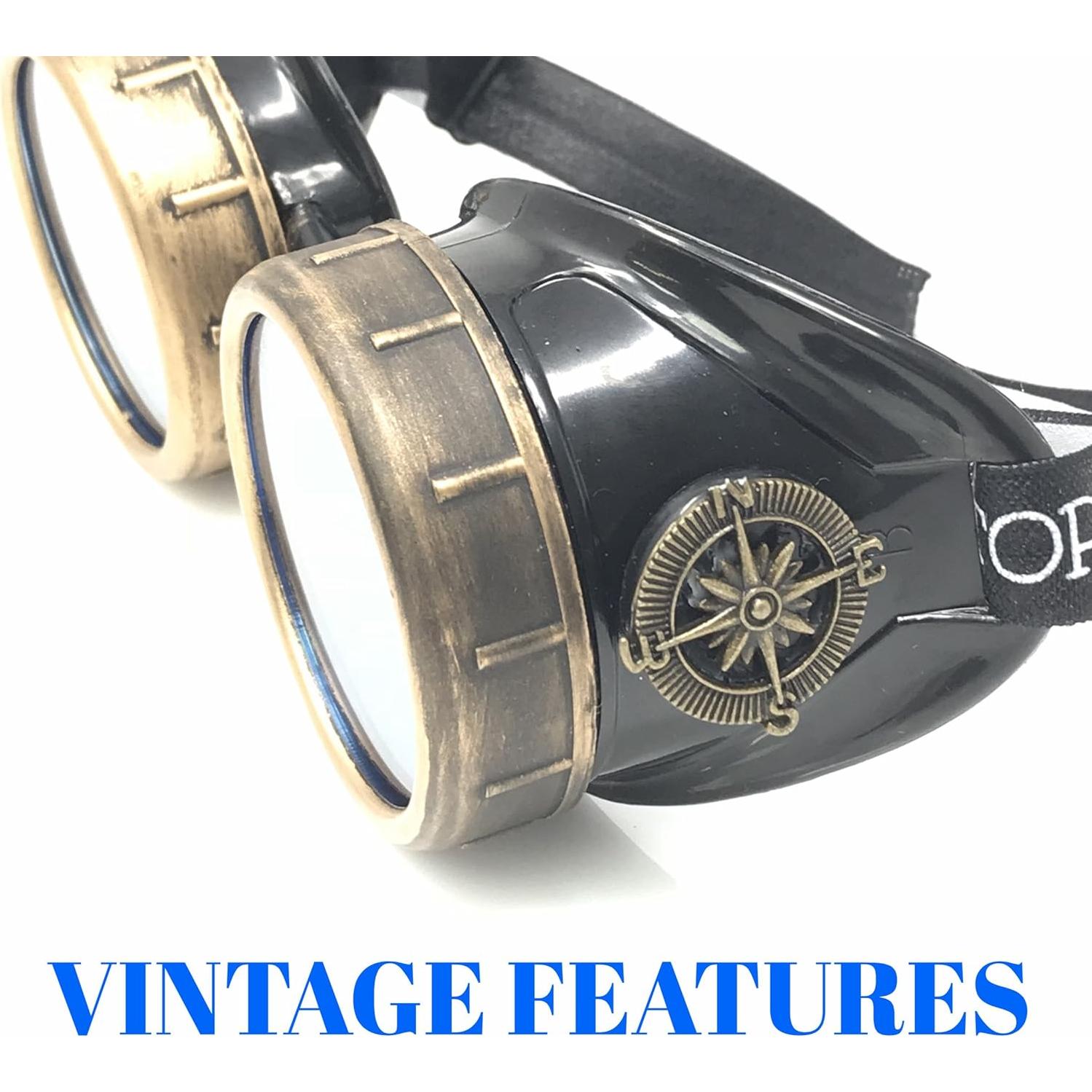 Gafas Steampunk Victoriano Azul Neón con Lentes de Difracción