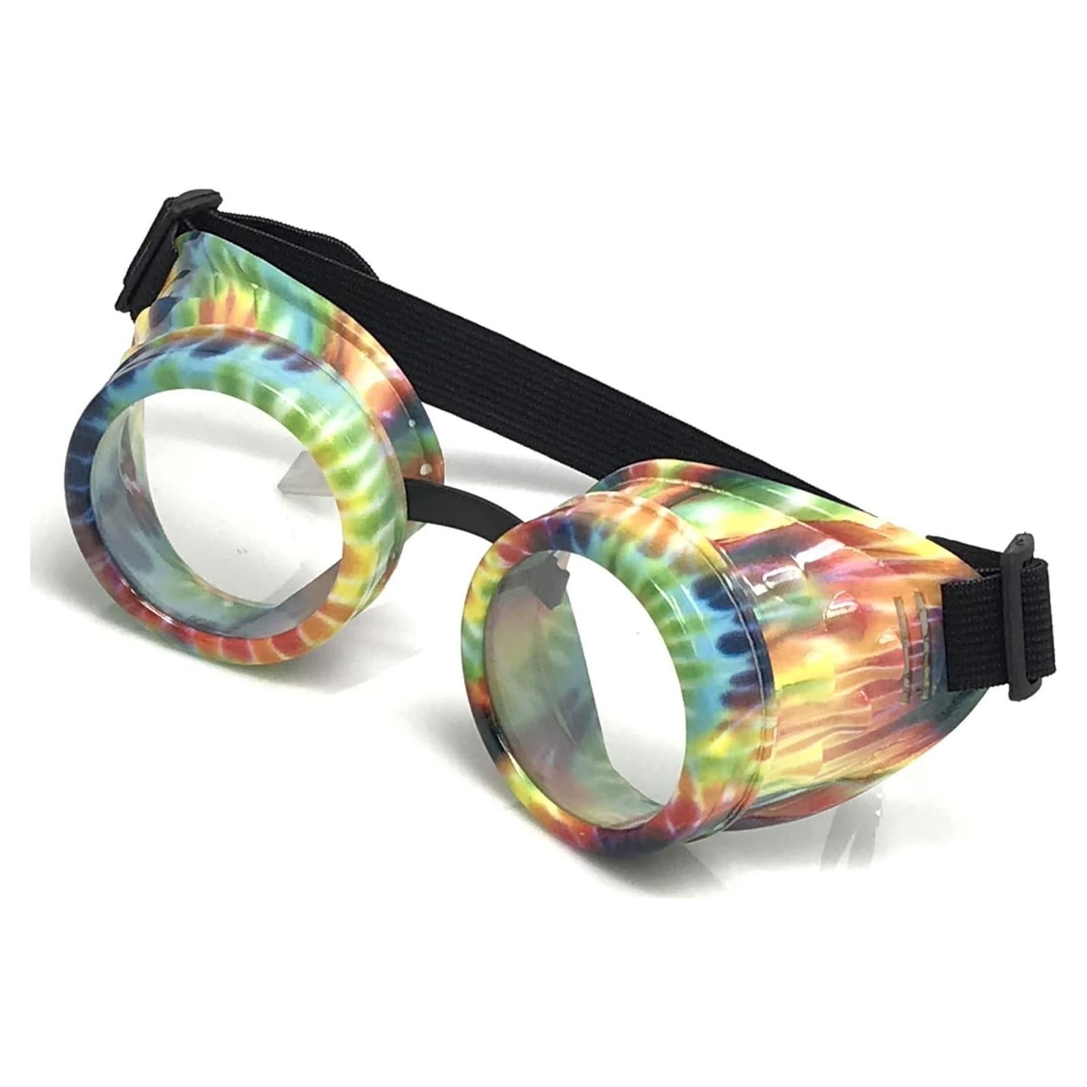 Gafas Steampunk Rave UV Glow Arcoíris Hechas a Mano