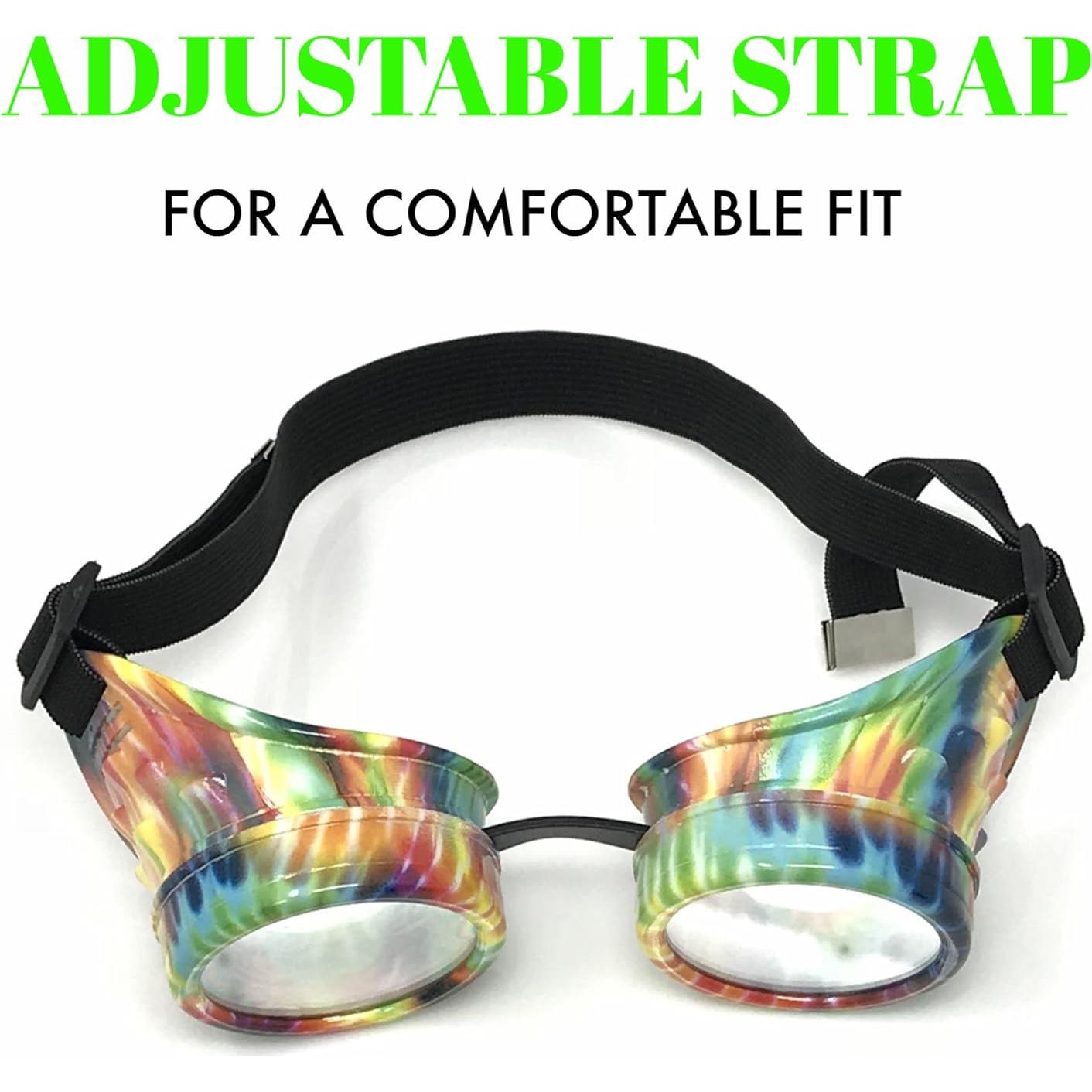 Gafas Steampunk Rave UV Glow Arcoíris Hechas a Mano