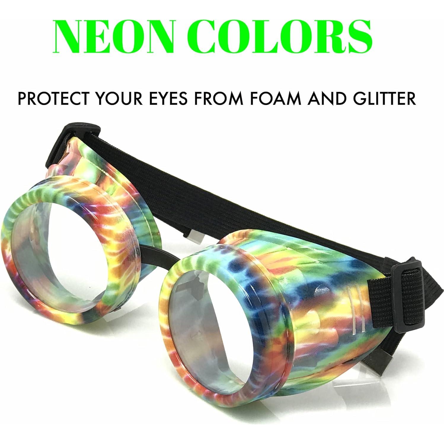 Gafas Steampunk Rave UV Glow Arcoíris Hechas a Mano