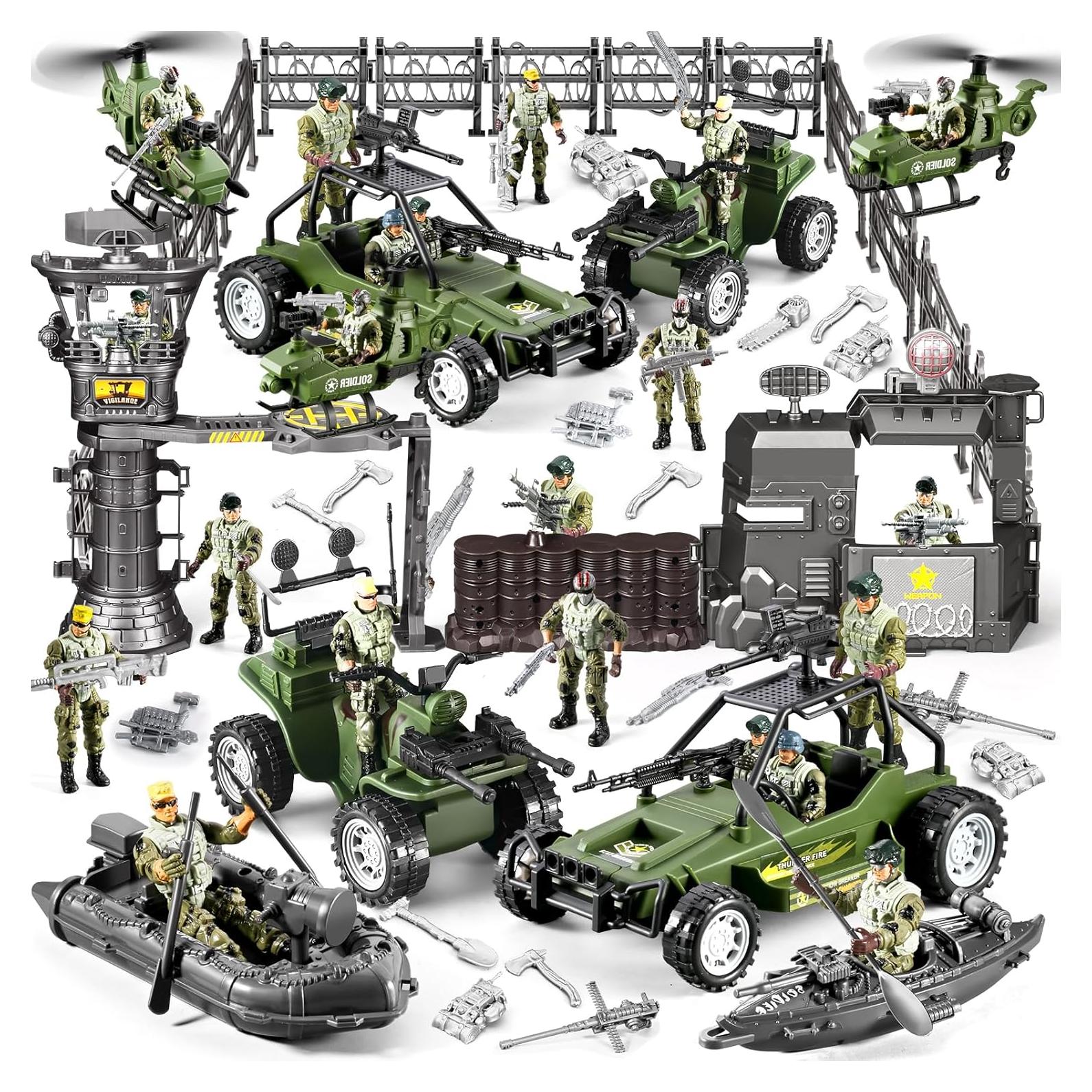 87-en-1 Juguetes de Soldados del Ejército JASSKKBO con Base Militar