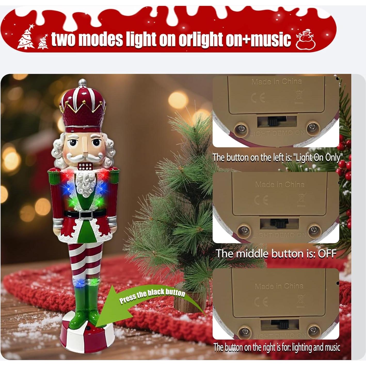 Cascanueces de Navidad QZJDDZSW Musical con Luz 38cm