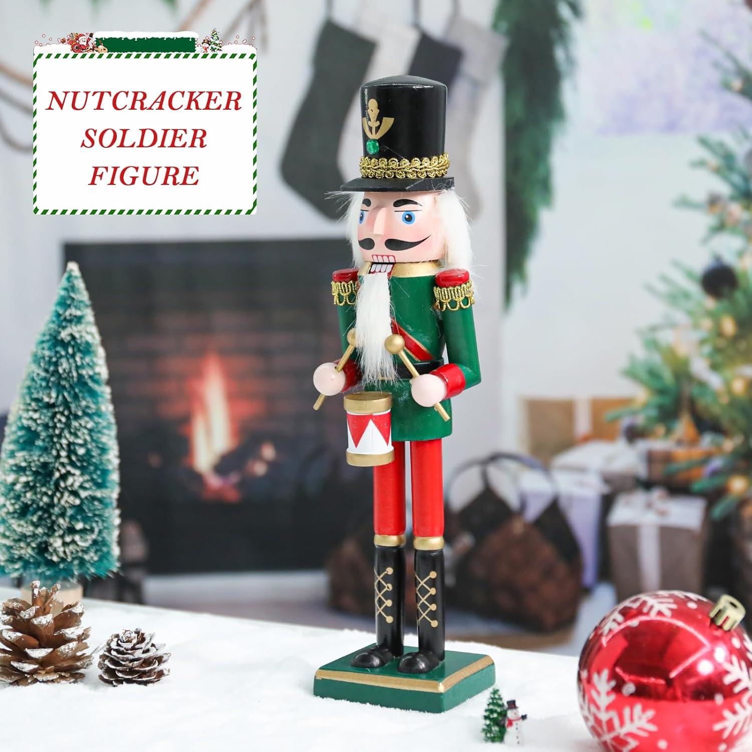 Cascanueces de Madera Ovewios 30 cm Verde Decoración Navideña