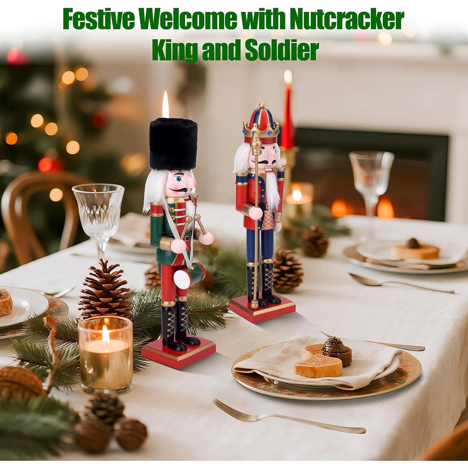 Dúo de Figuras Cascanueces Rey y Soldado 30 cm ArlinaL