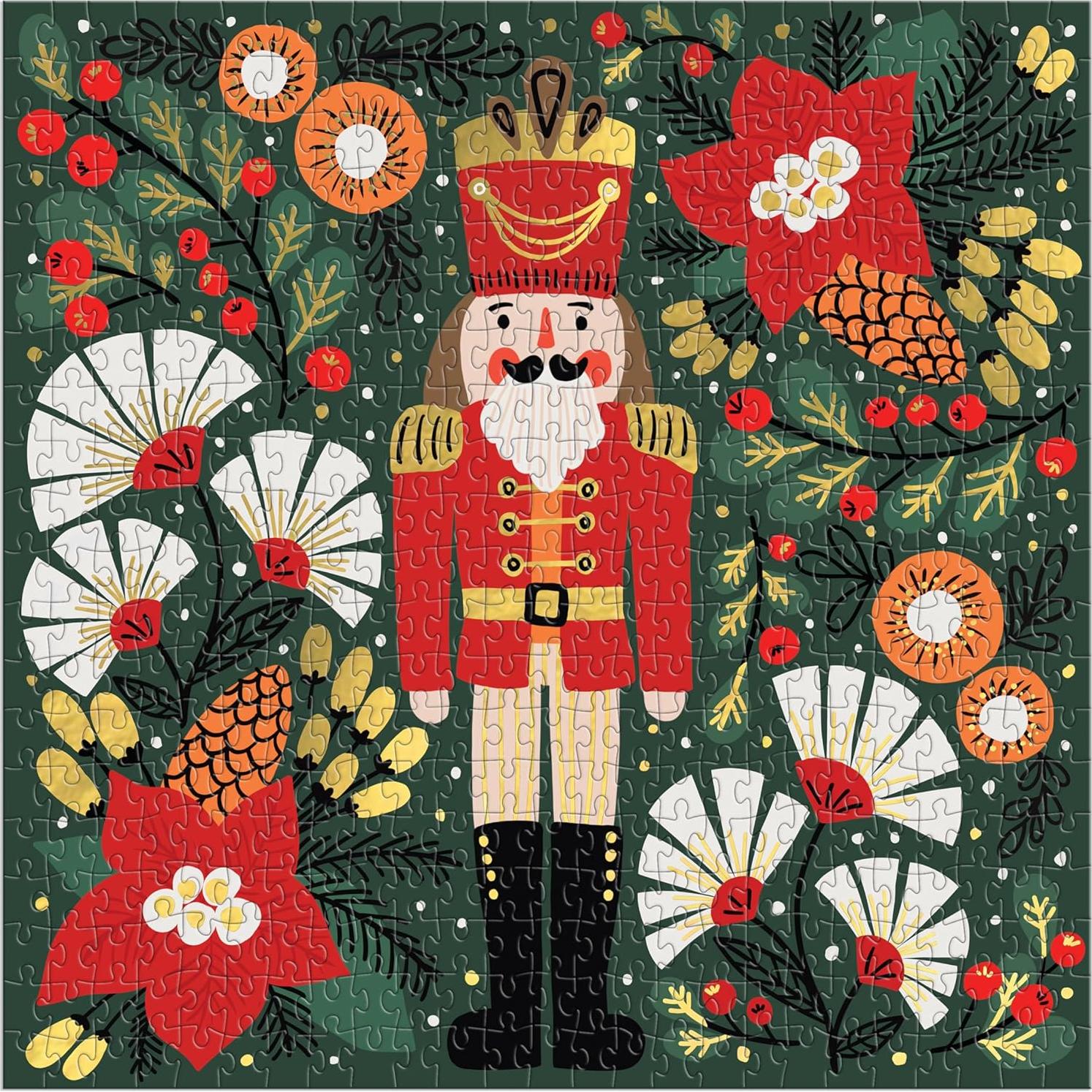 Rompecabezas Galison Merry Nutcracker 500 Piezas Foil