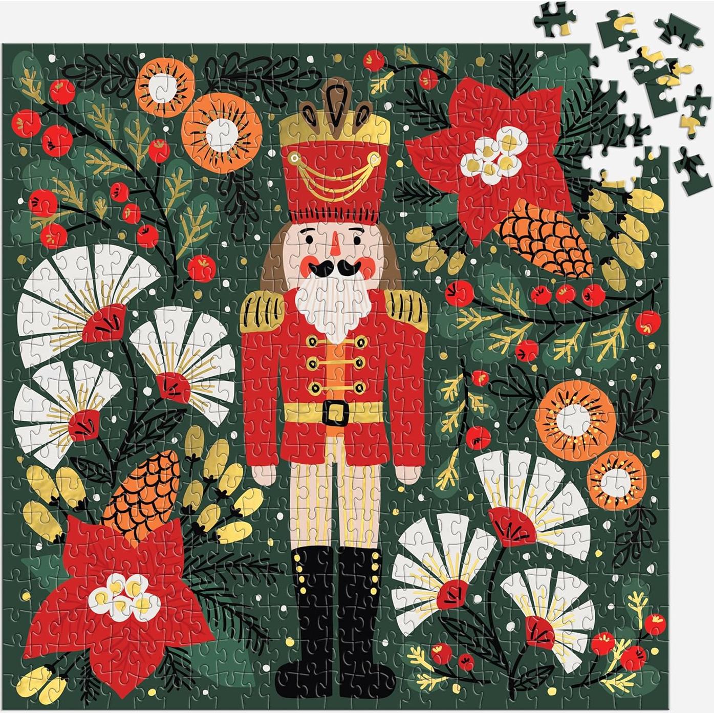 Rompecabezas Galison Merry Nutcracker 500 Piezas Foil