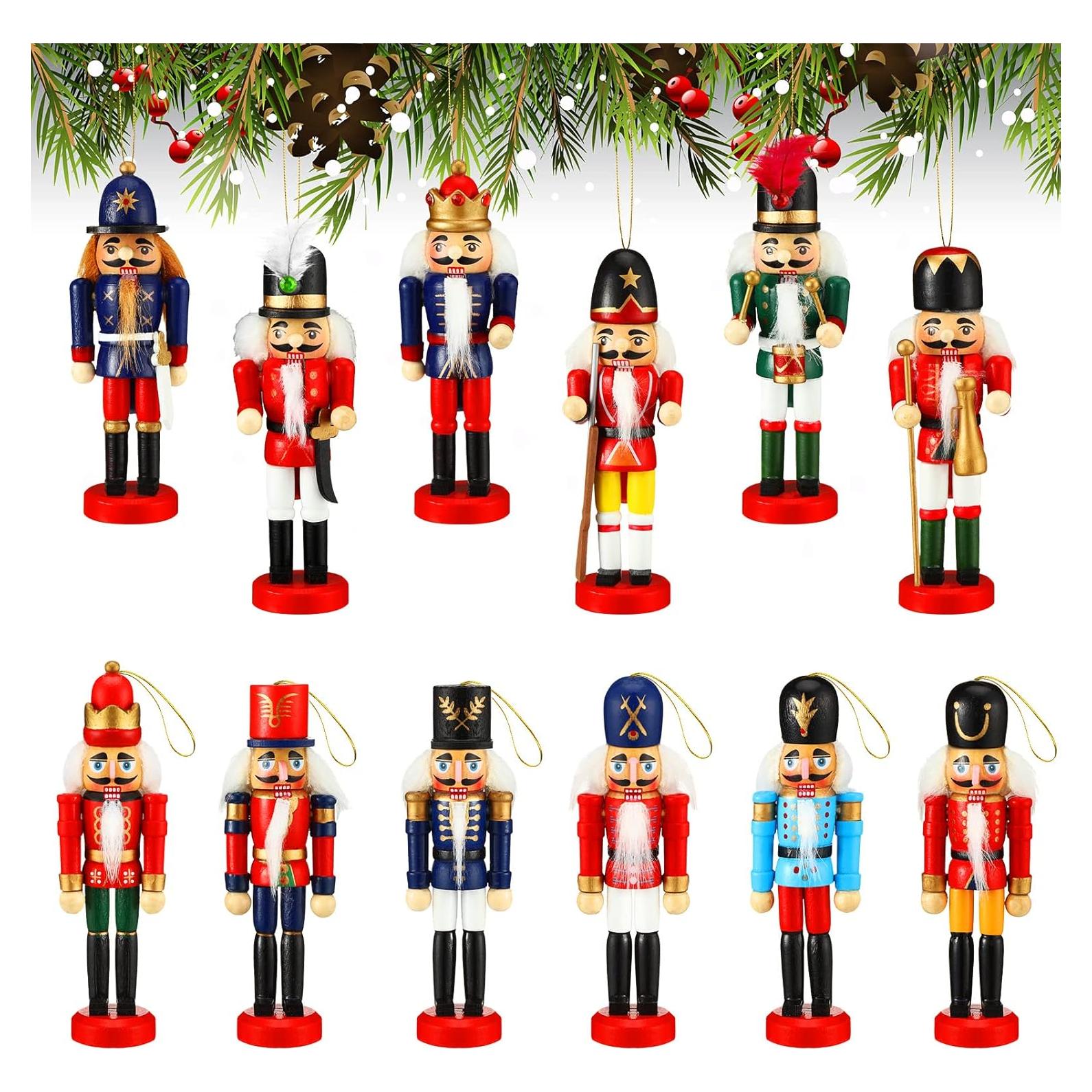 12 Adornos de Cascanueces de Madera para Navidad - Sumind