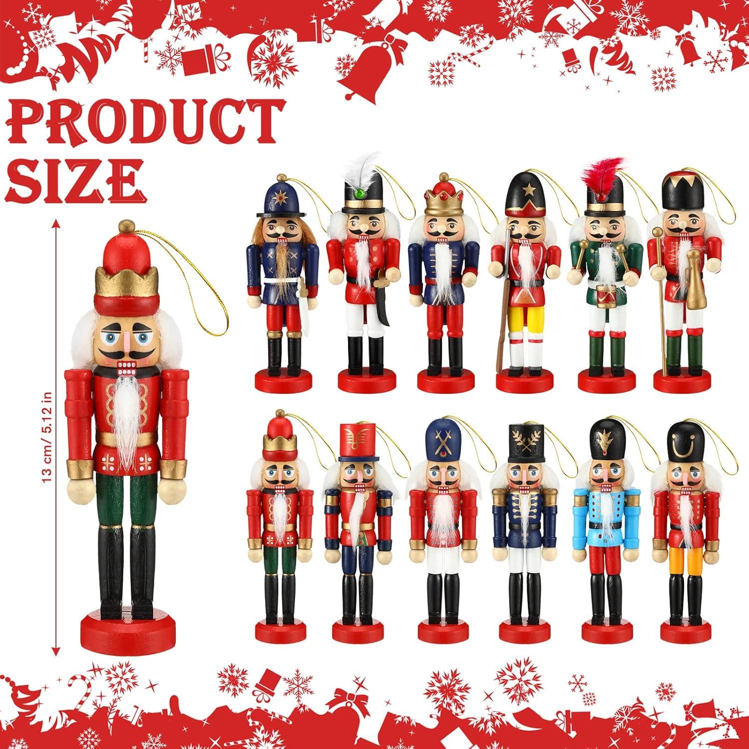 12 Adornos de Cascanueces de Madera para Navidad - Sumind