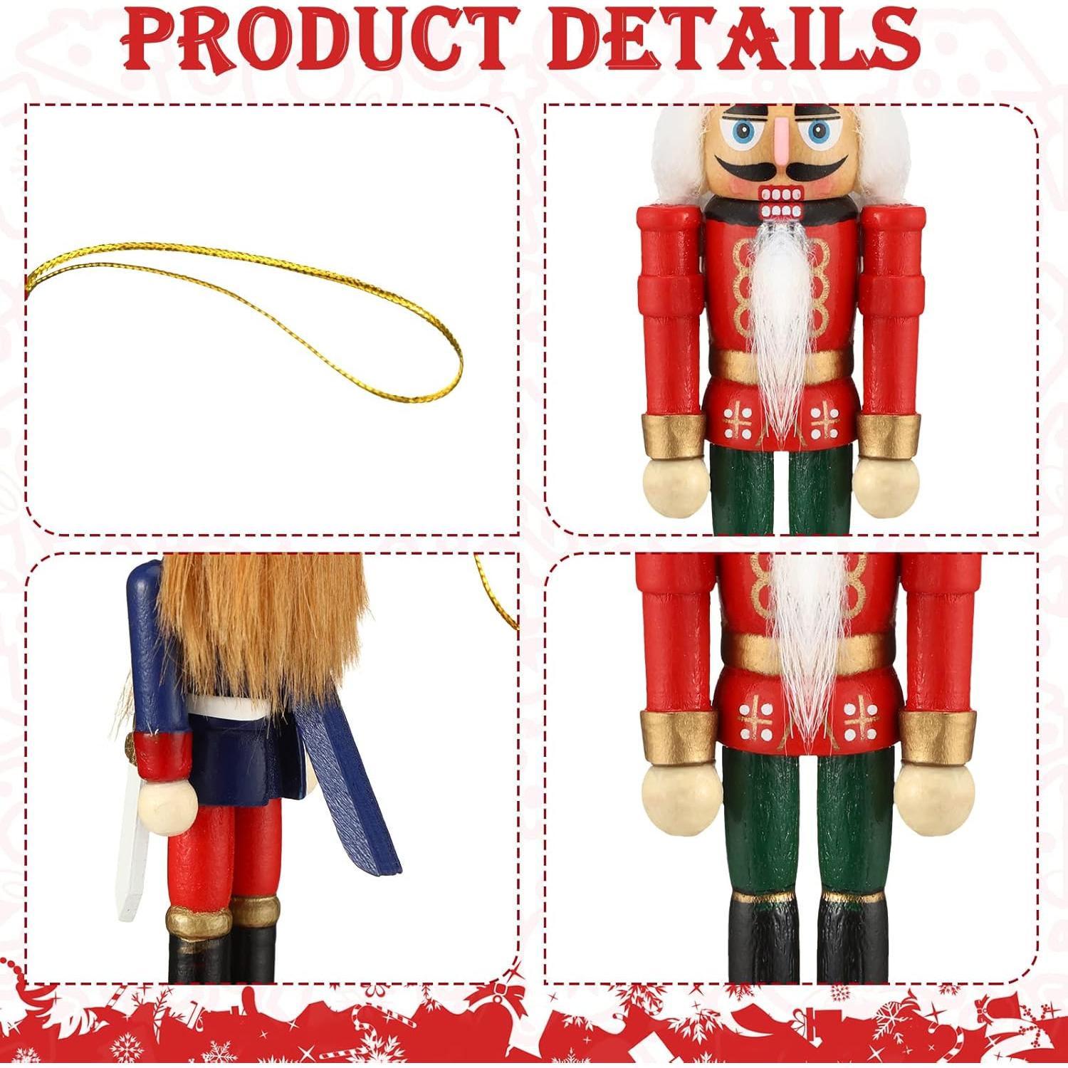 12 Adornos de Cascanueces de Madera para Navidad - Sumind