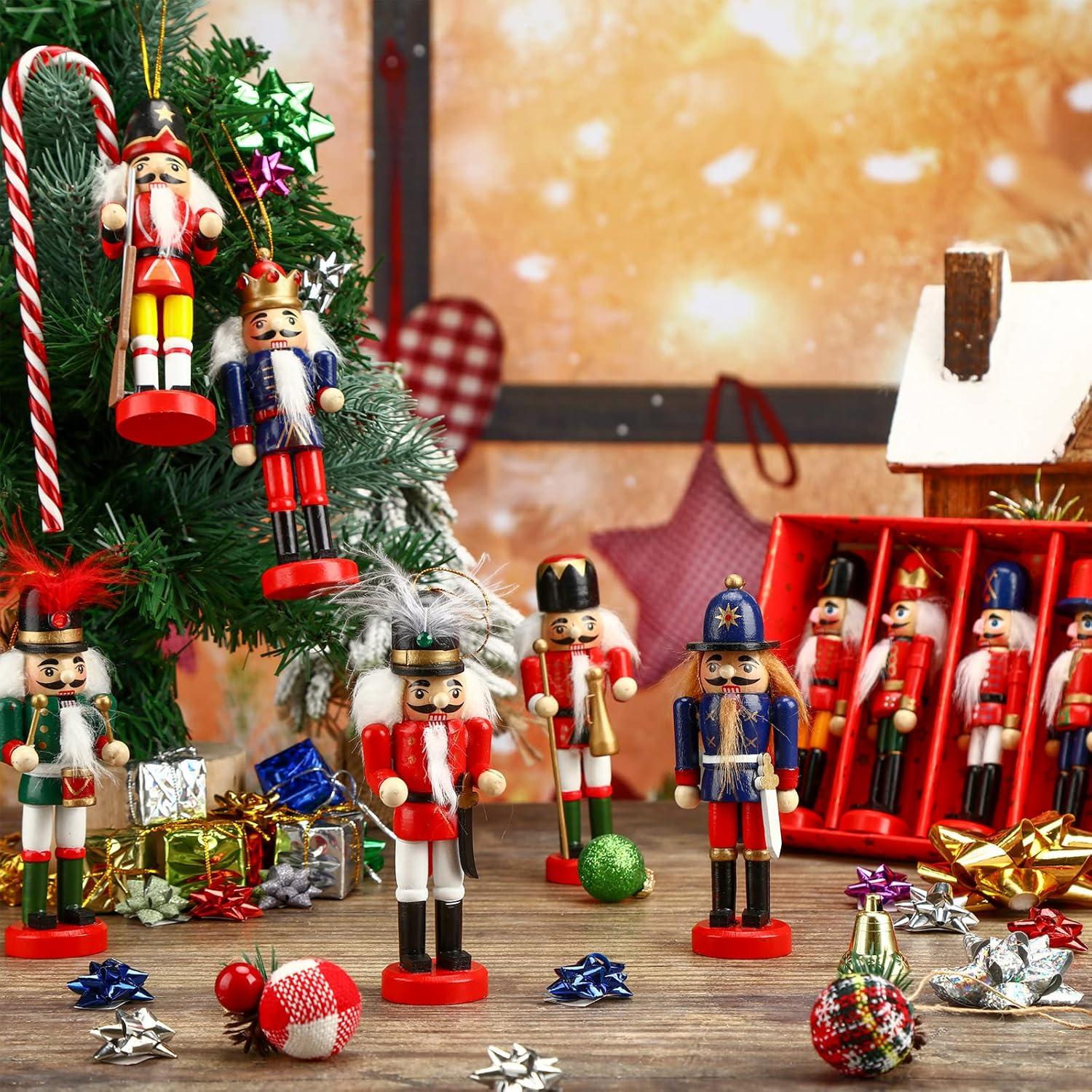 12 Adornos de Cascanueces de Madera para Navidad - Sumind