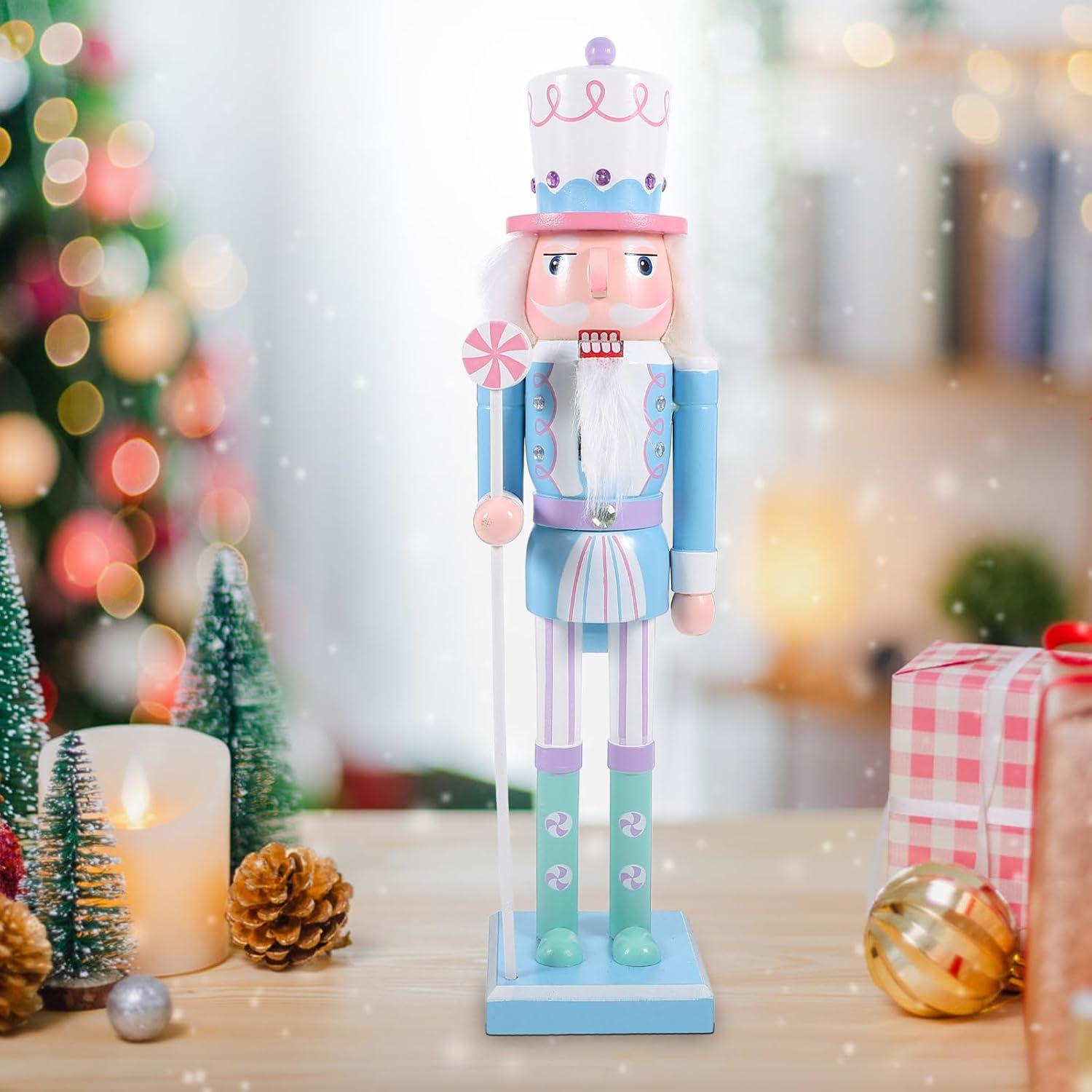 Soldado Cascanueces de Madera BESPORTBLE 38.5 cm Decoración Navideña