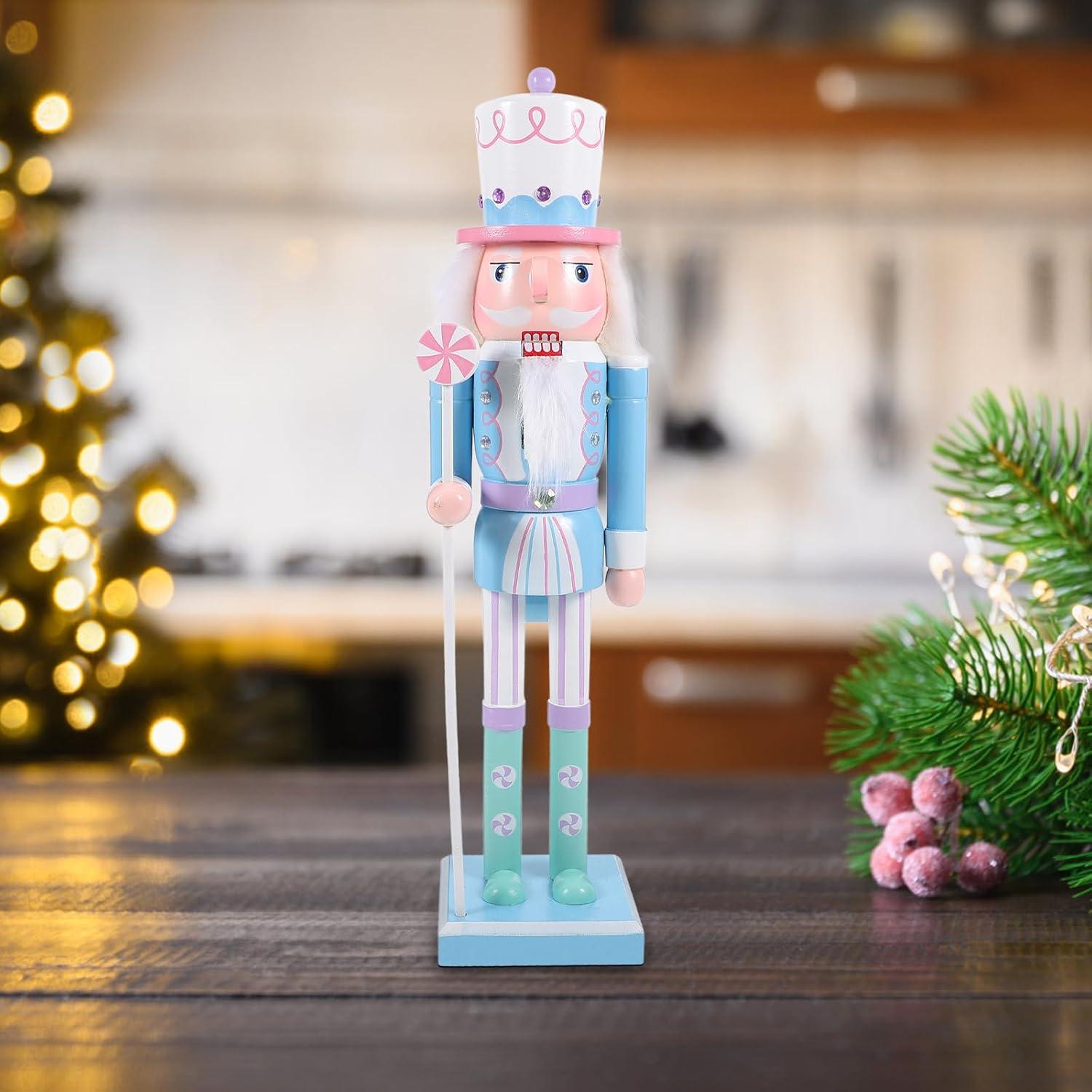 Soldado Cascanueces de Madera BESPORTBLE 38.5 cm Decoración Navideña