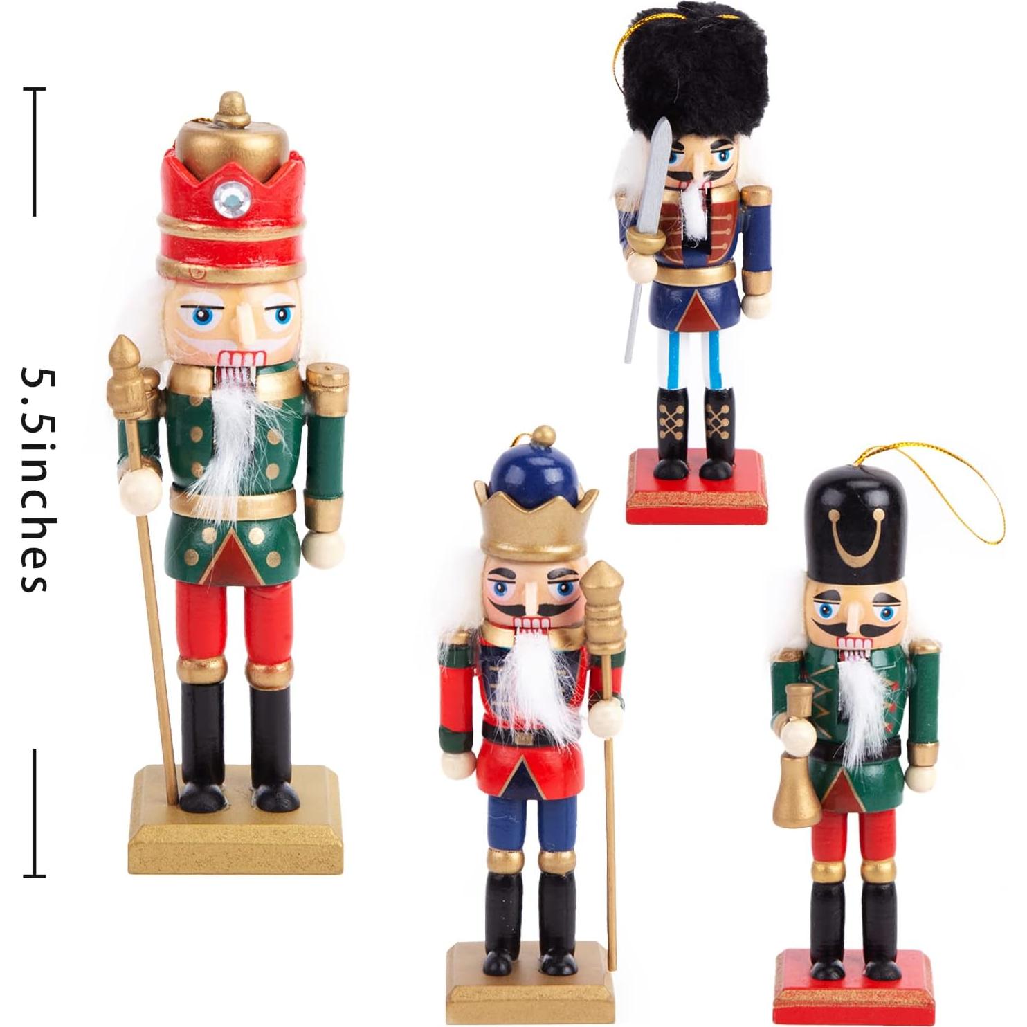 Juego de 4 Adornos Cascanueces de Madera AMOR PRESENT 13.97 cm