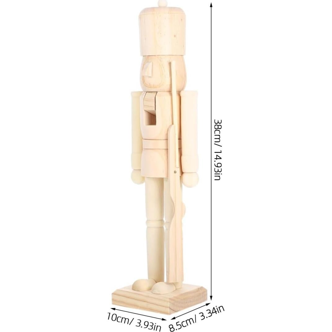 Muñeco de Nuez de Madera Sin Pintar STOBAZA 38x10x8.5cm