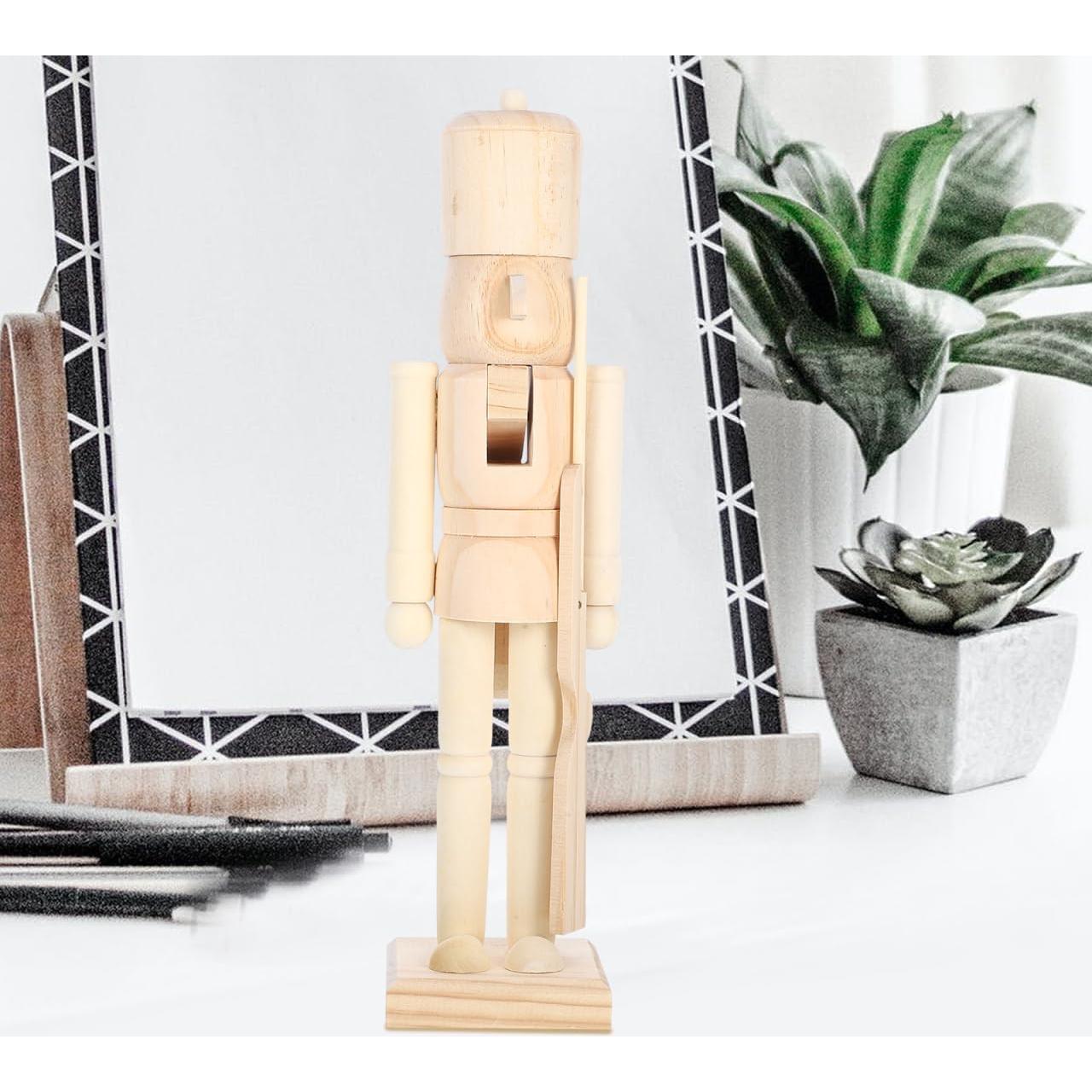 Muñeco de Nuez de Madera Sin Pintar STOBAZA 38x10x8.5cm