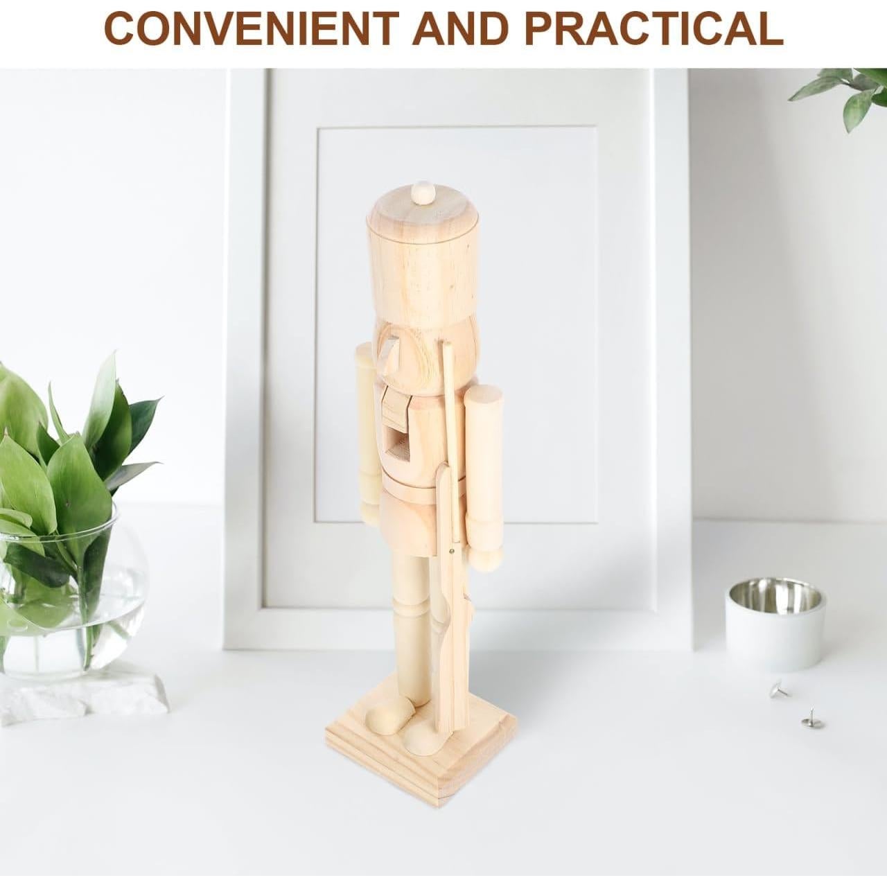 Muñeco de Nuez de Madera Sin Pintar STOBAZA 38x10x8.5cm