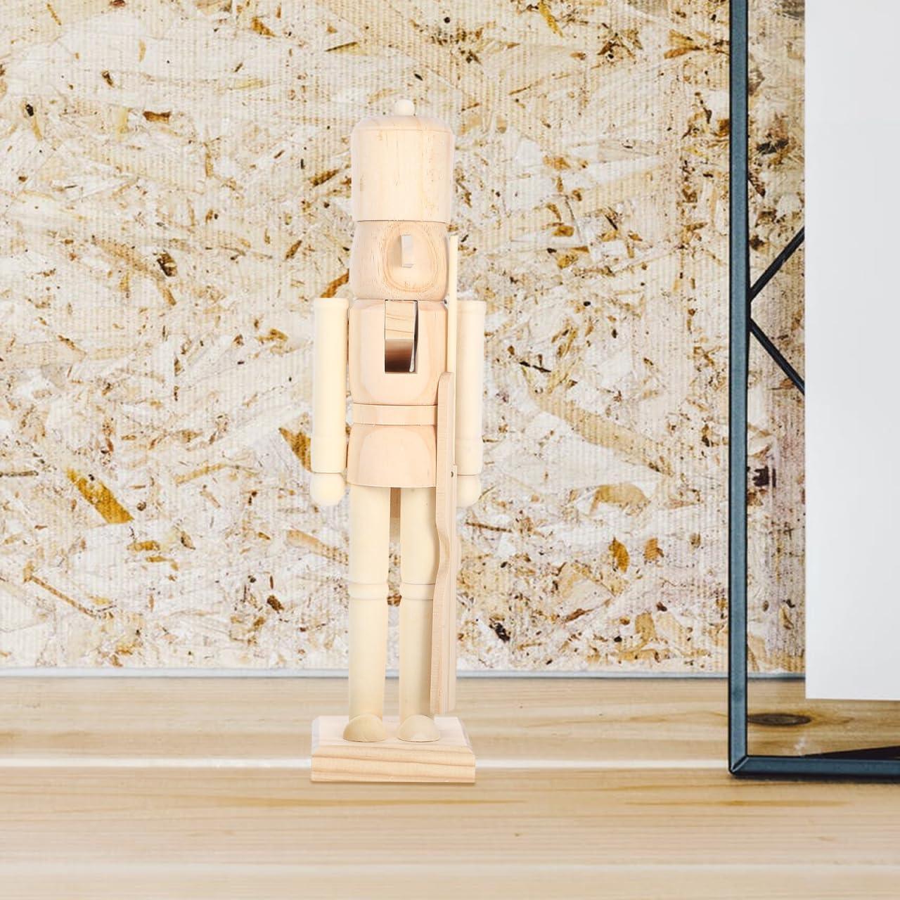 Muñeco de Nuez de Madera Sin Pintar STOBAZA 38x10x8.5cm