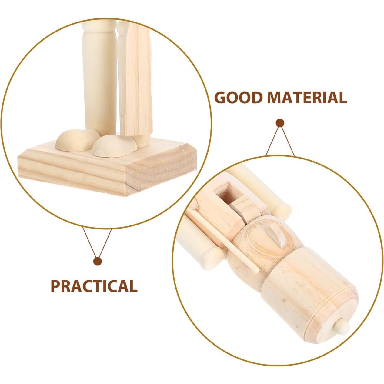 Muñeco de Nuez de Madera Sin Pintar STOBAZA 38x10x8.5cm