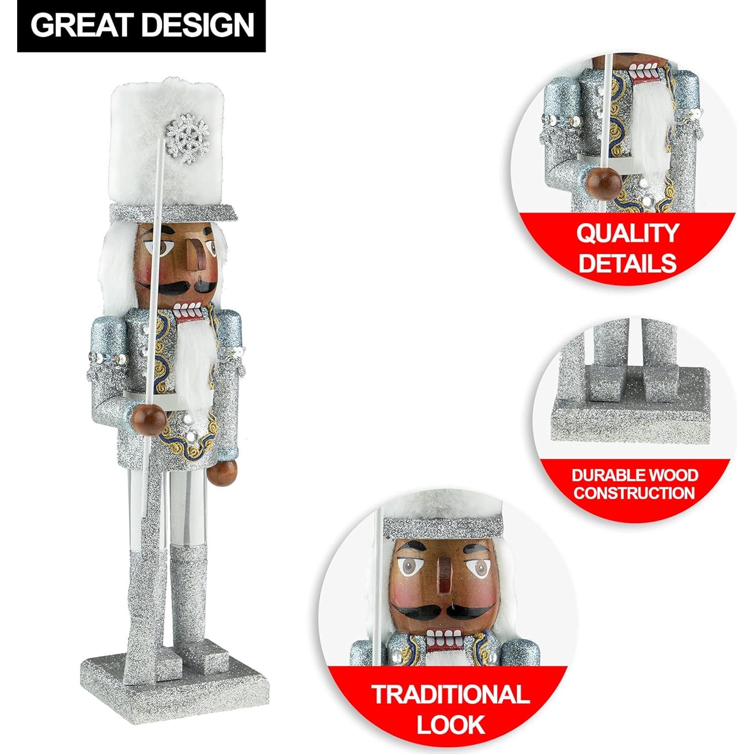 Nutcracker de Madera 35 cm Clever Creations Soldado Plata