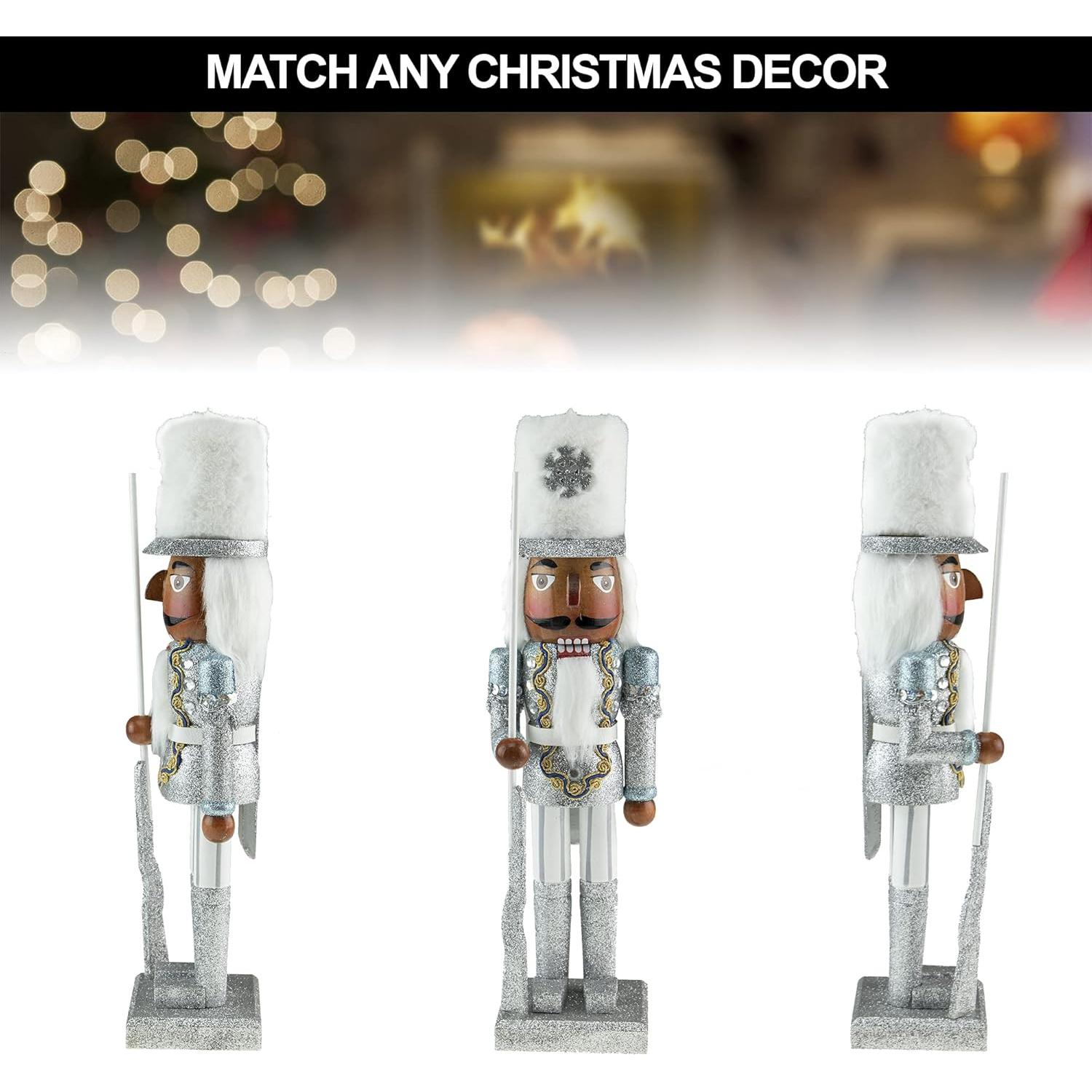 Nutcracker de Madera 35 cm Clever Creations Soldado Plata