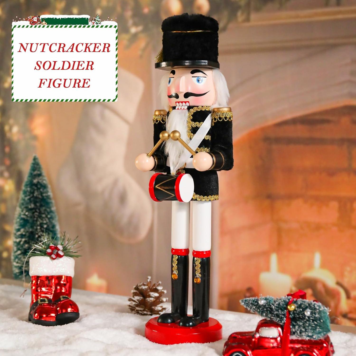 Cascanueces de Madera Ovewios 36.6 cm Negro Decoración Navideña