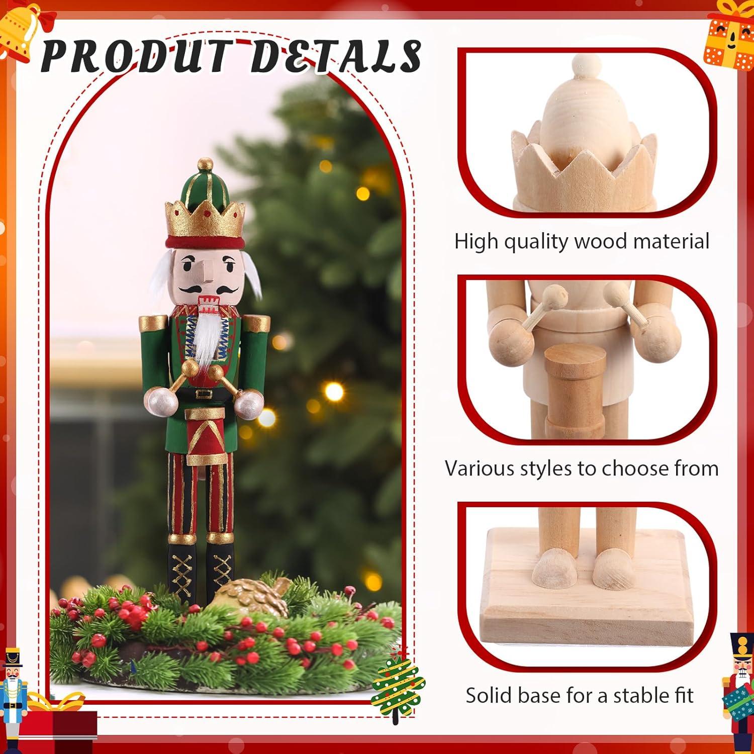 Set de 6 Cascanueces de Madera Sin Terminar 30 cm DIY Navidad